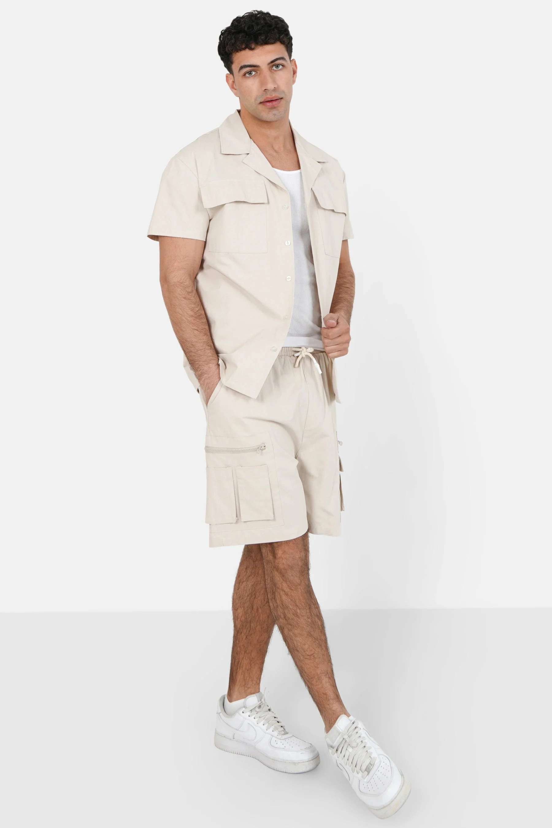 Chemise utilitaire manches courtes Beige - Image 2