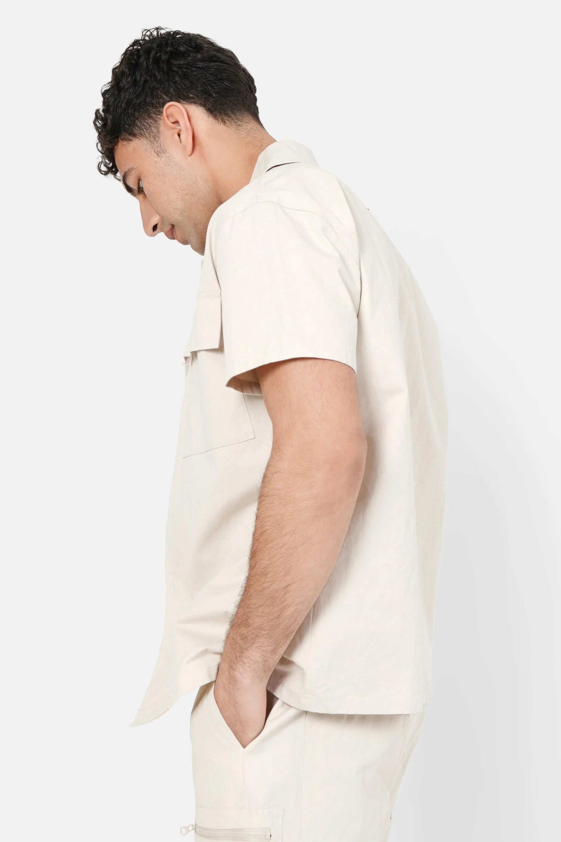 Chemise utilitaire manches courtes Beige - Image 4