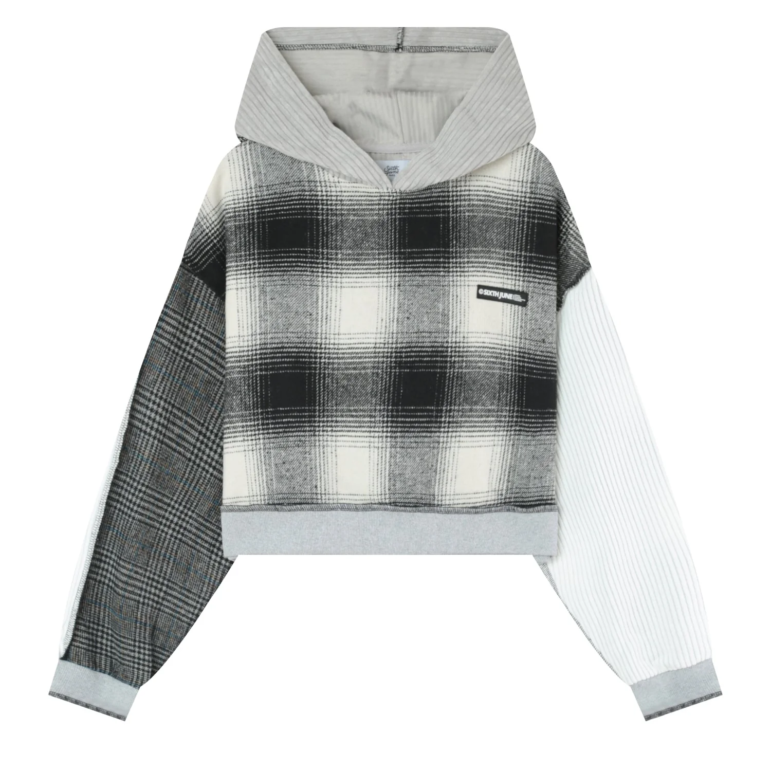 Sweatshirt capuche multi tissus Gris - Image 6