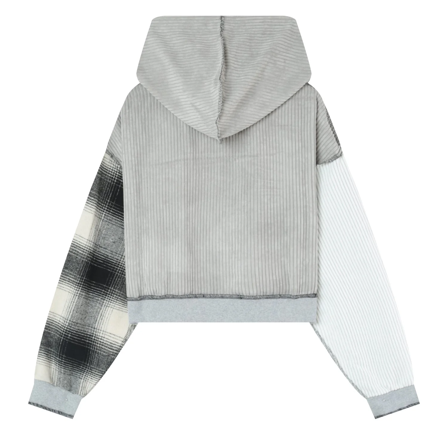 Sweatshirt capuche multi tissus Gris - Image 7