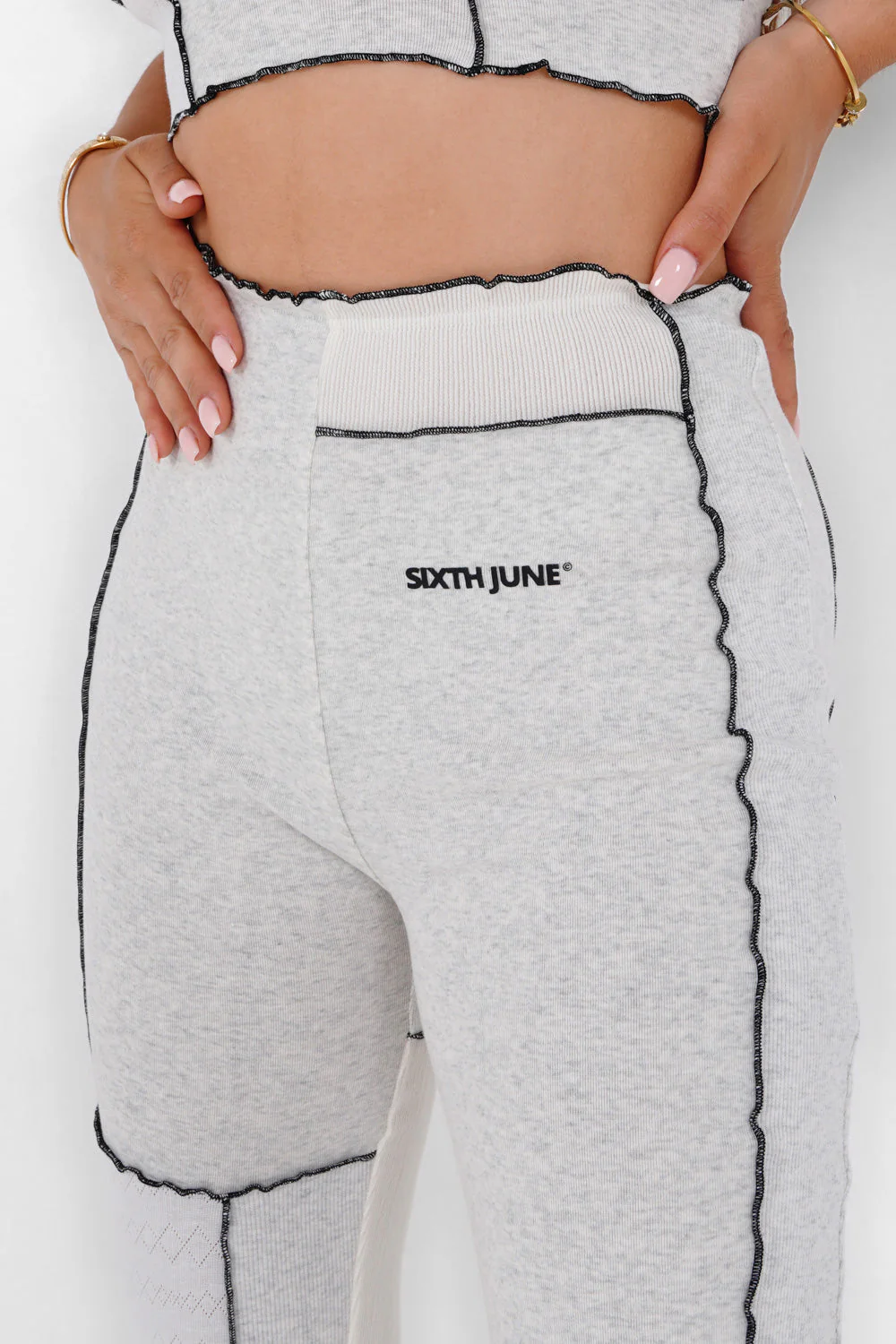 Pantalon flare multi tissus Blanc - Image 3