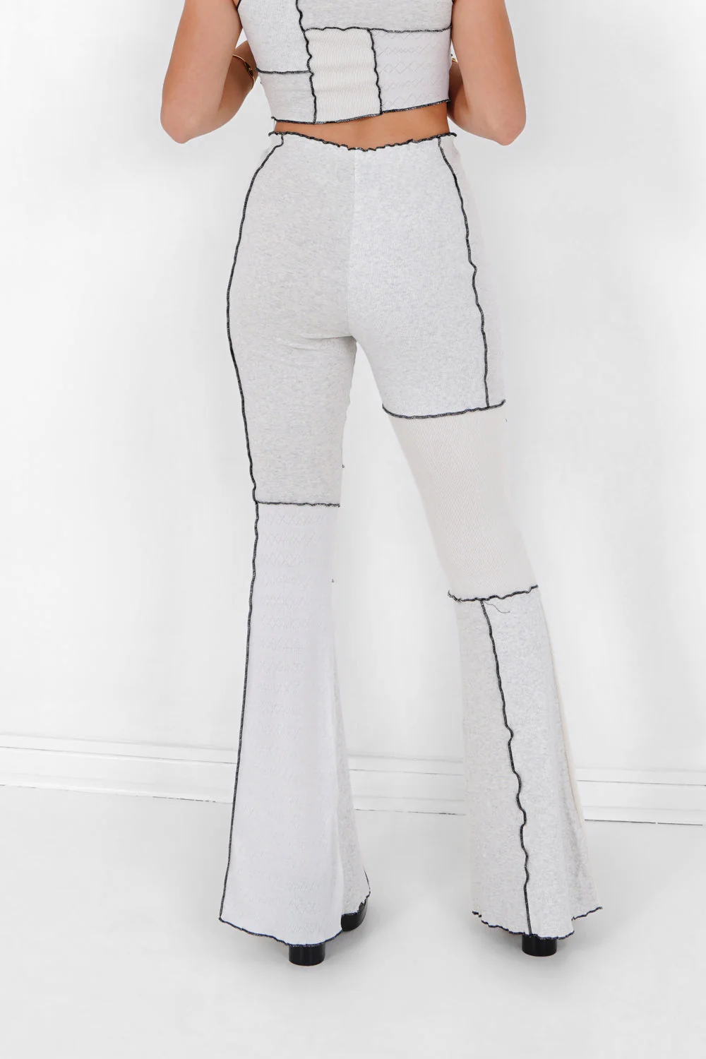 Pantalon flare multi tissus Blanc - Image 5