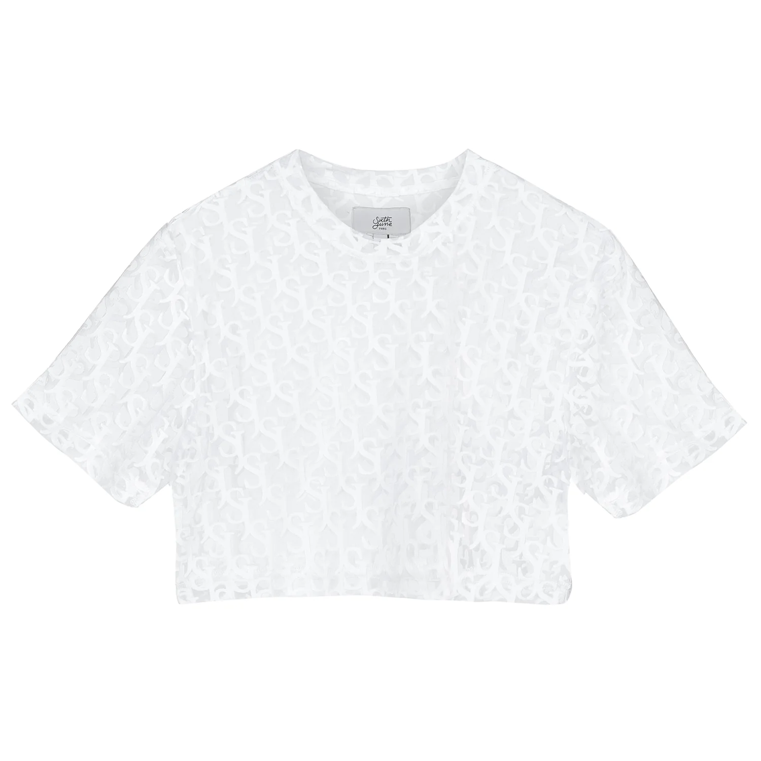 Top court transparent tissé blanc - Image 7
