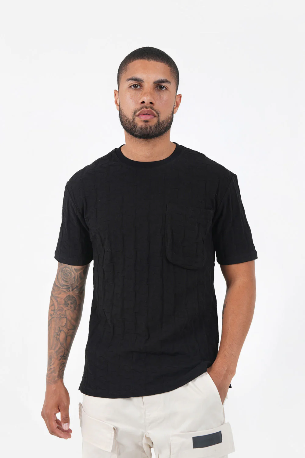 T-shirt monogramme tissé Noir