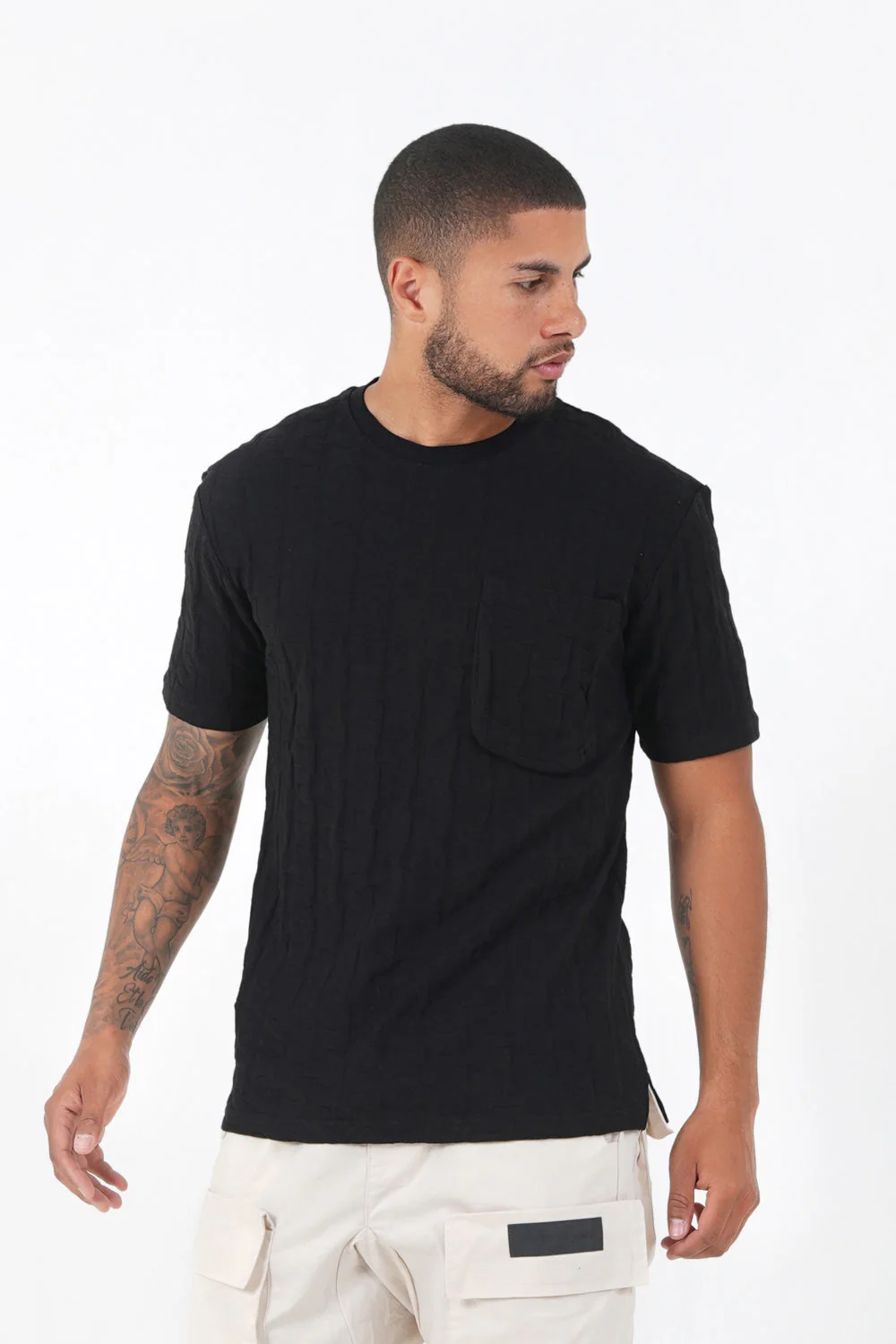 T-shirt monogramme tissé Noir - Image 4
