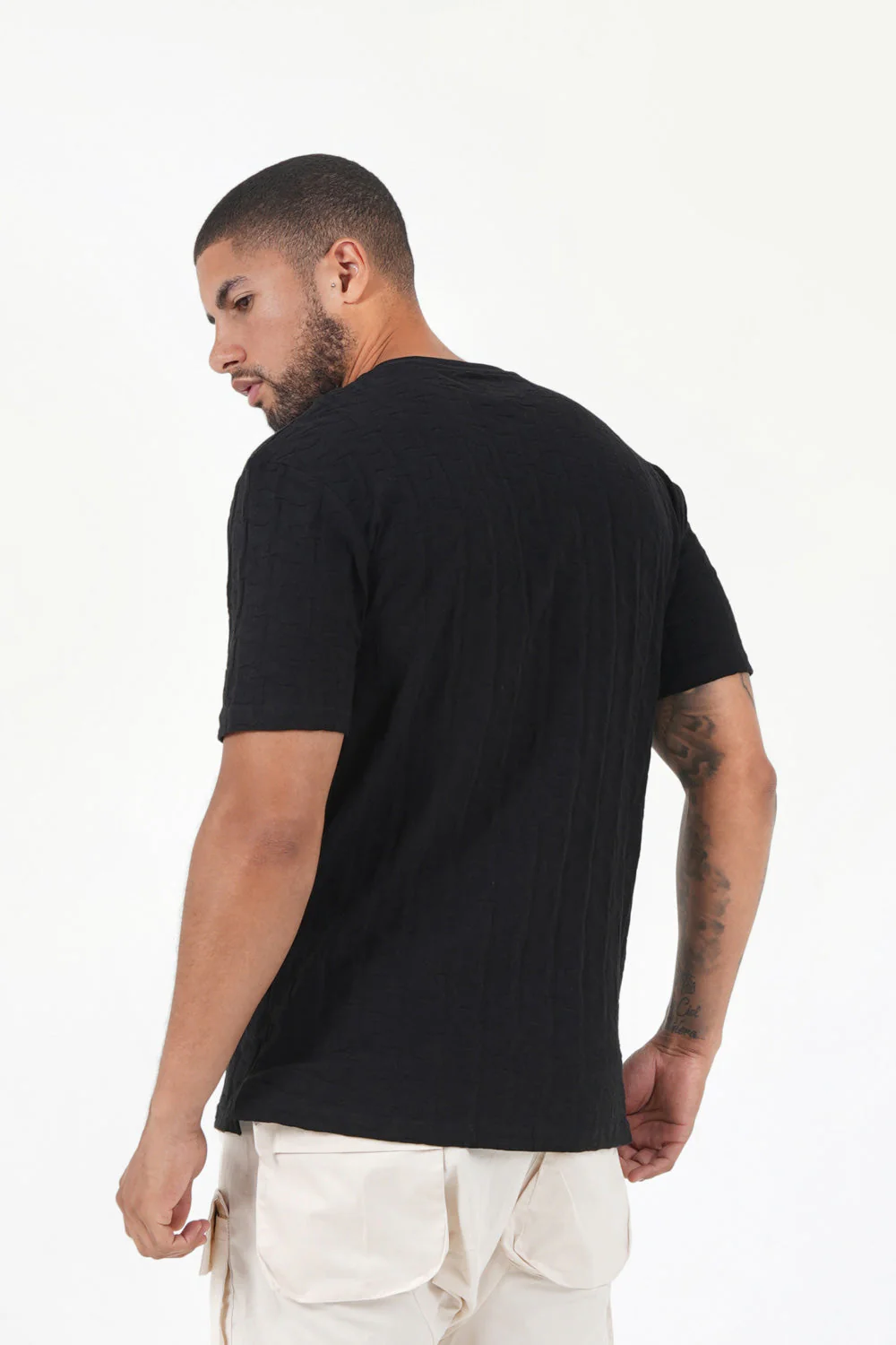 T-shirt monogramme tissé Noir - Image 5