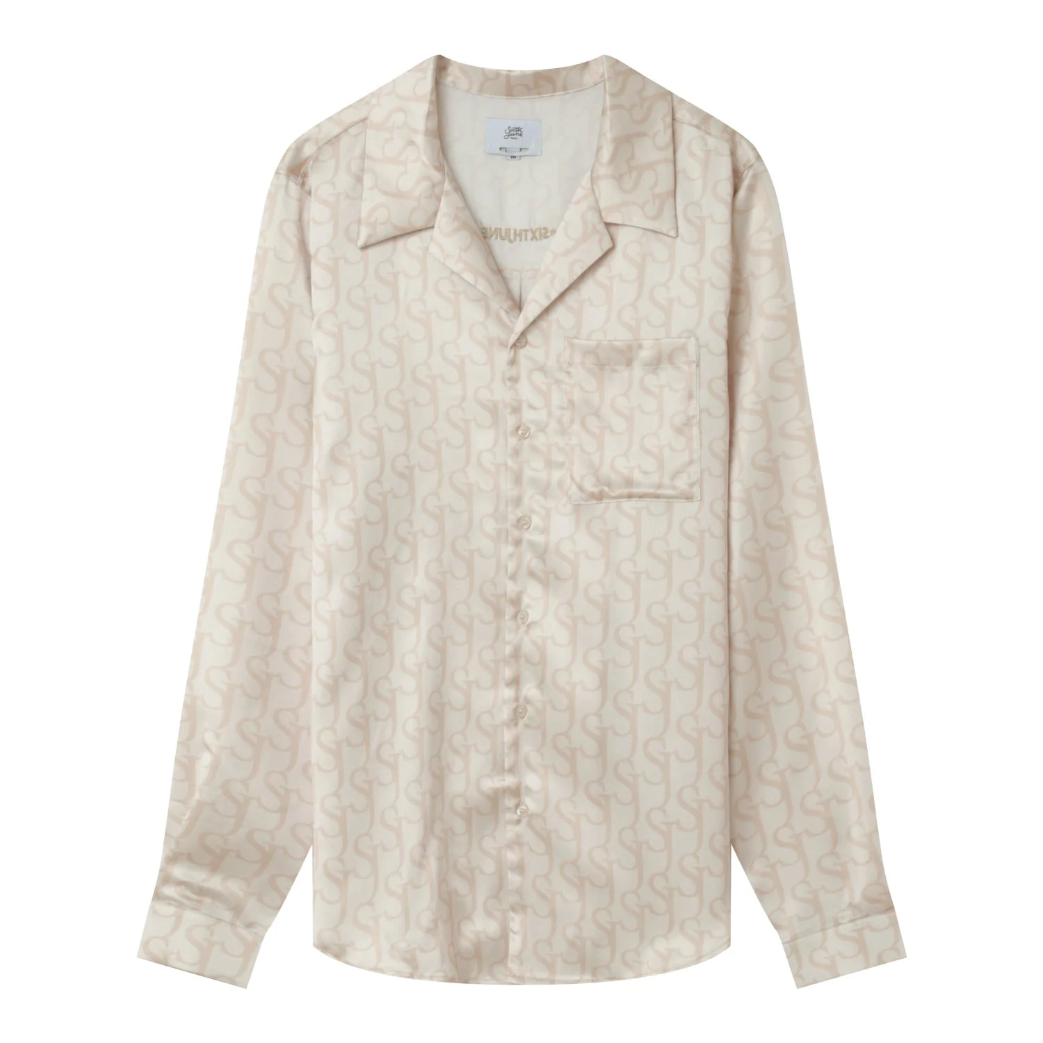 Chemise satinée monogramme Beige - Image 7