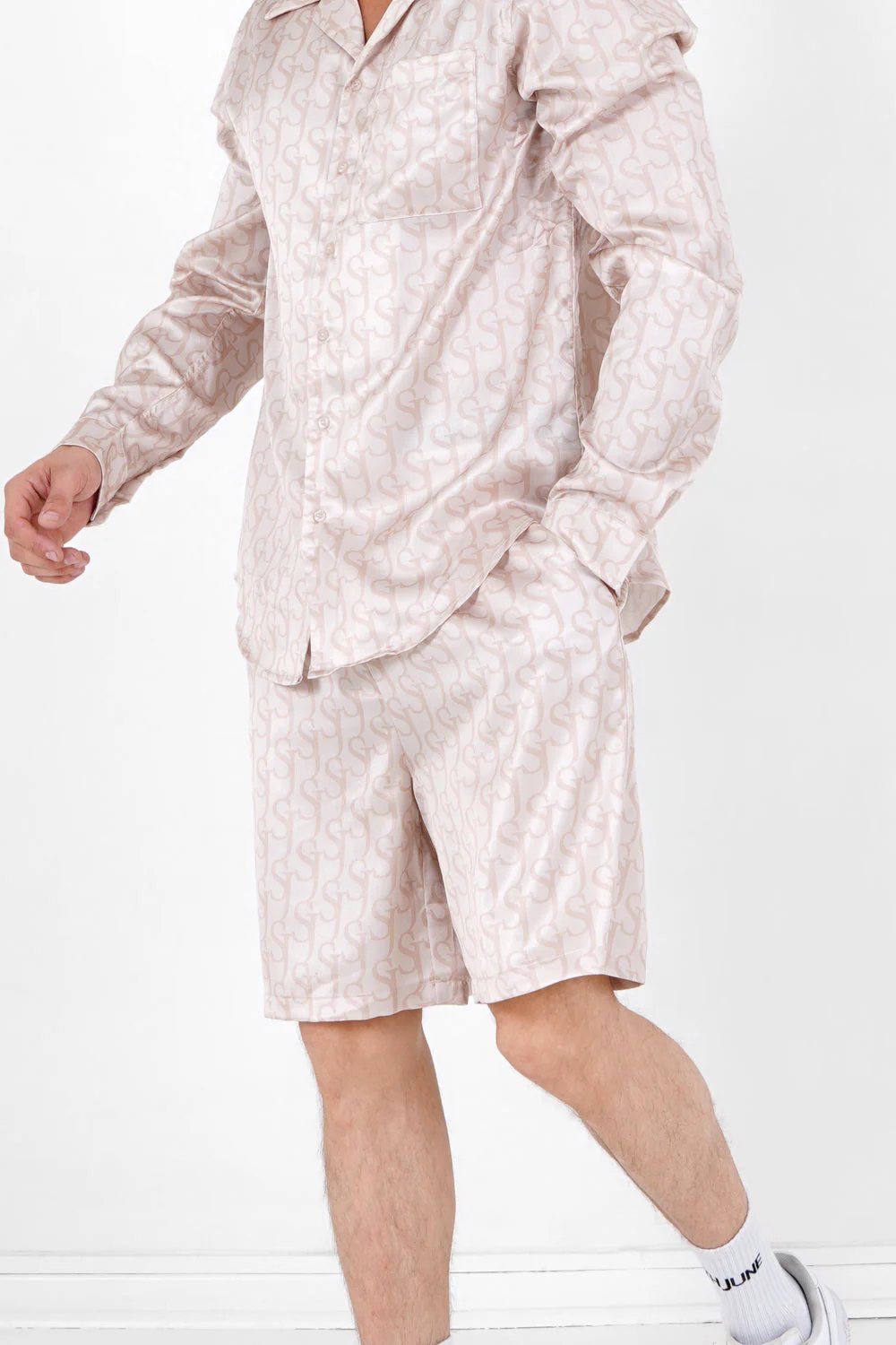 Short satiné monogramme Beige - Image 4