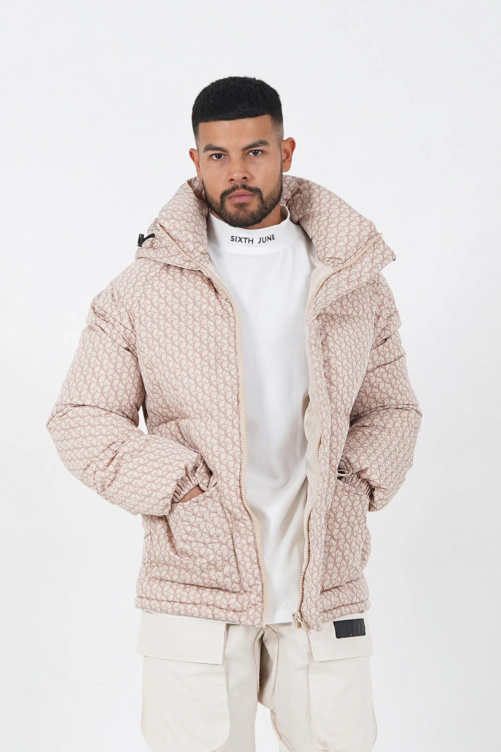 Doudoune monogramme matelassée Beige