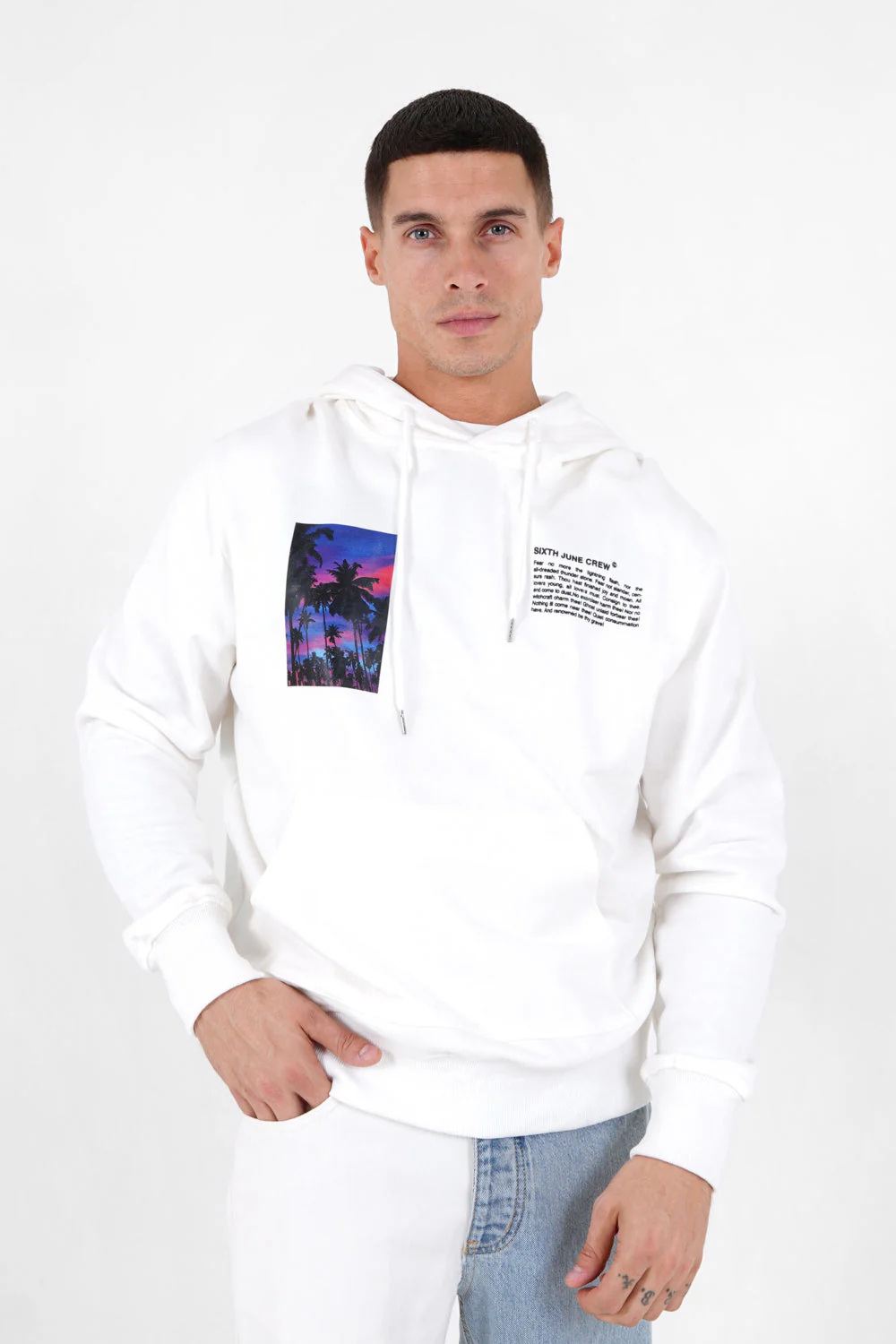 Sweat capuche imprimé sunset Blanc - Image 5