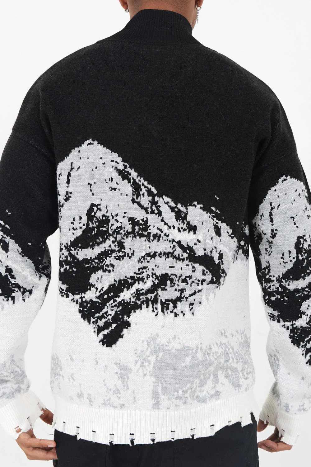 Pull imprimé montagne Noir - Image 3