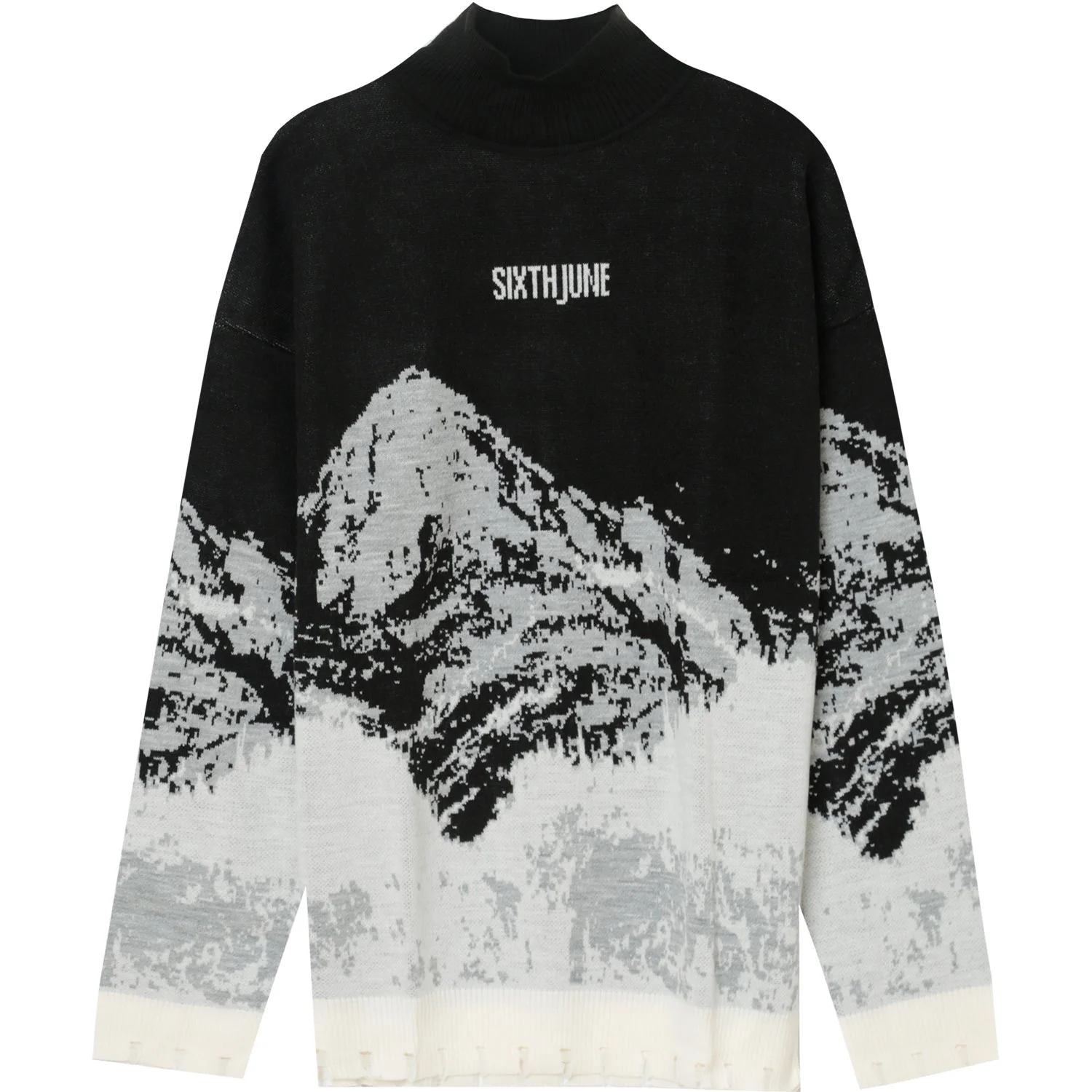 Pull imprimé montagne Noir - Image 7