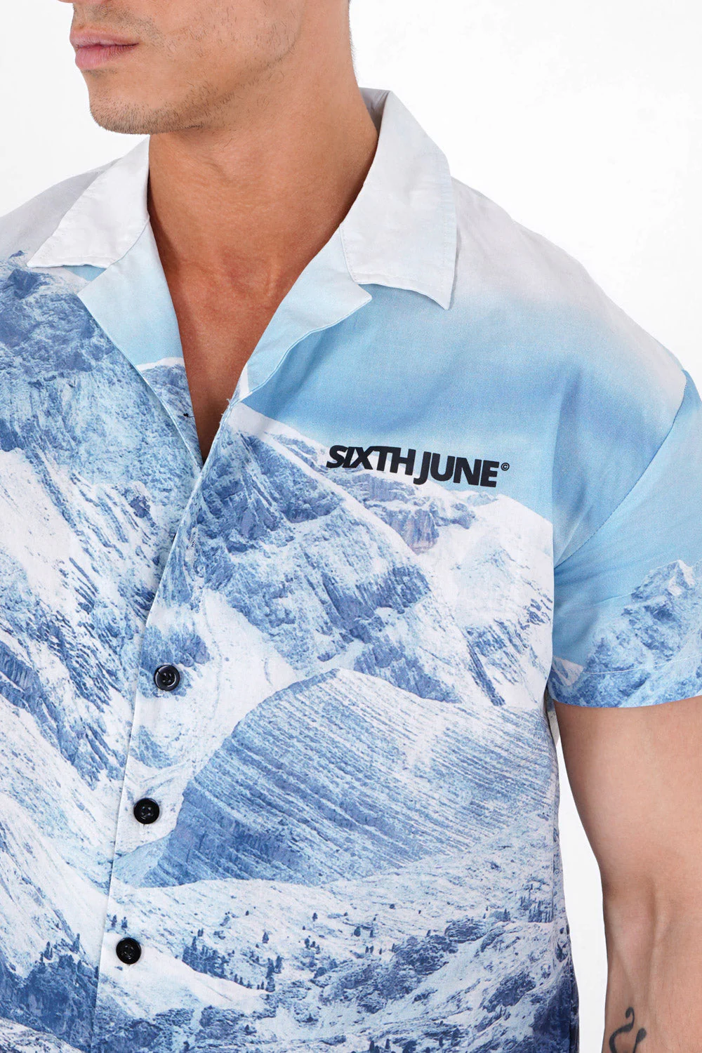 Chemise imprimé montagne Bleu - Image 3