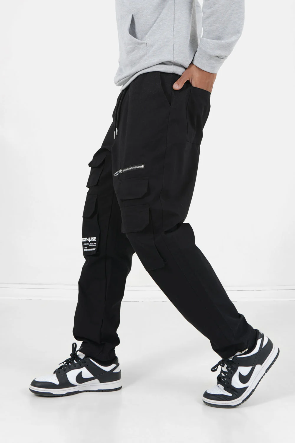 Pantalon poches cargo code barres Noir - Image 4