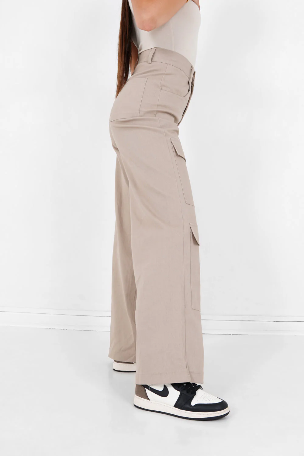 Pantalon droit poches cargo Beige - Image 4