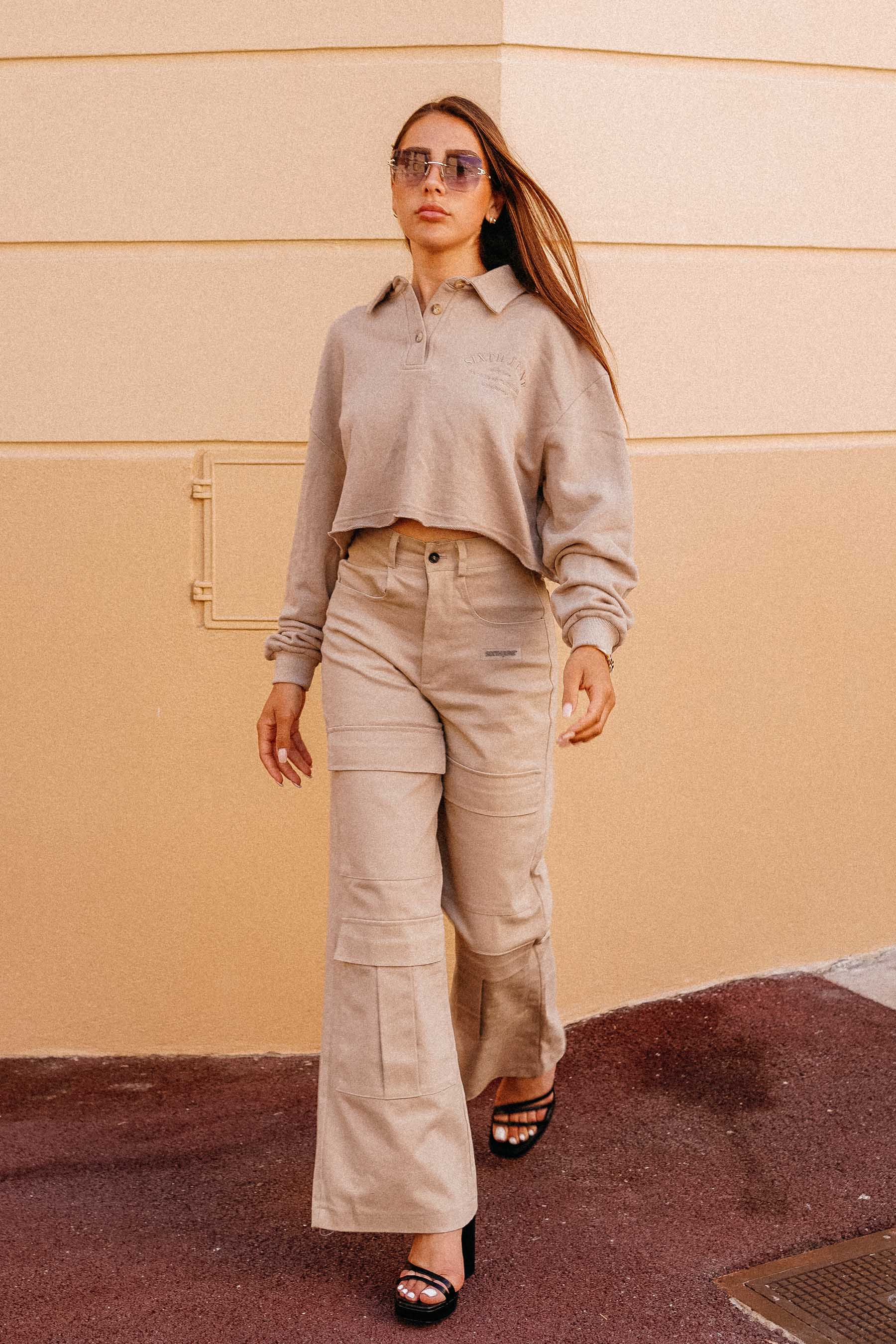 Pantalon droit poches cargo Beige - Image 6