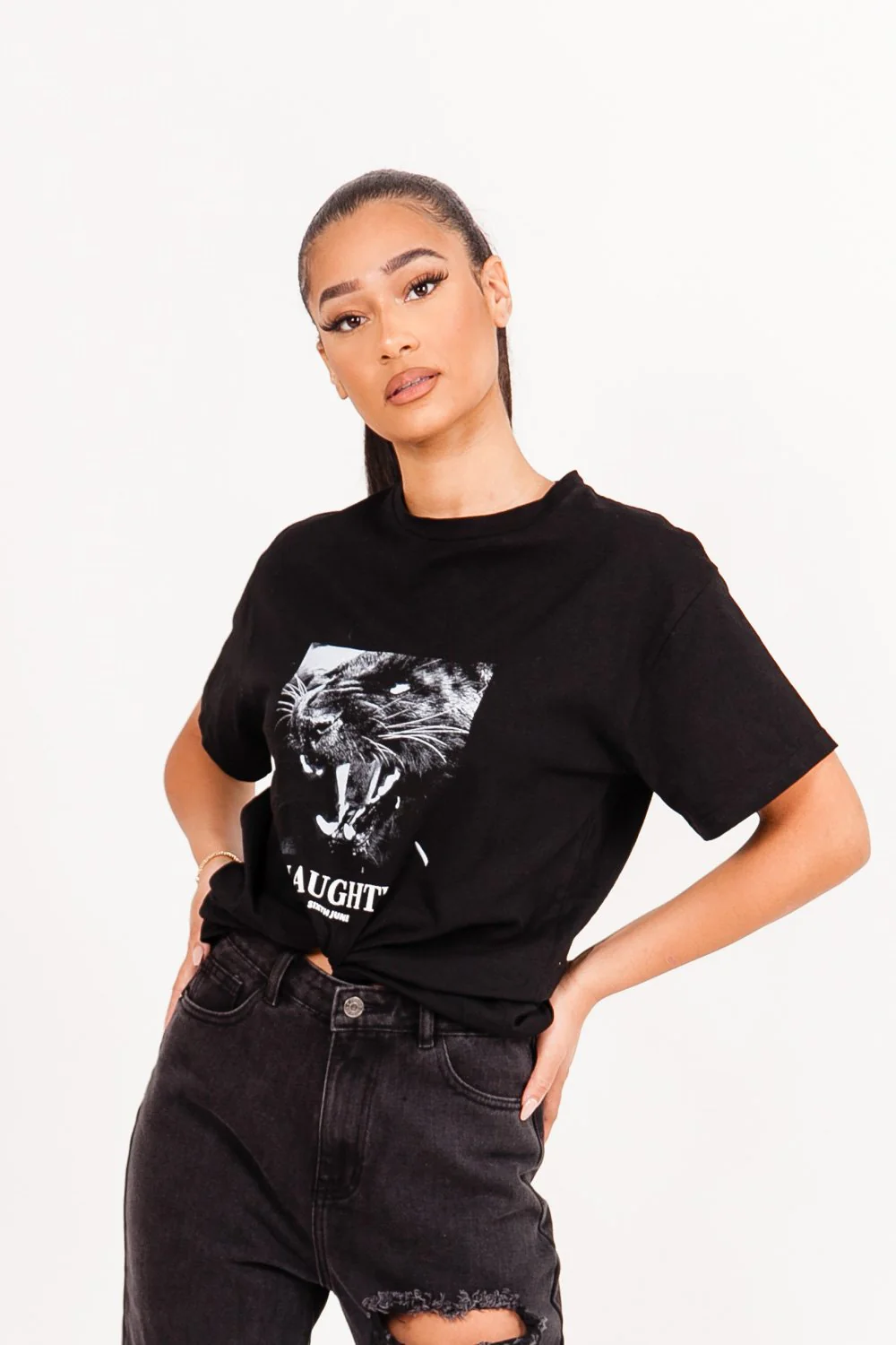 T-shirt imprimé Naughty panthère Noir - Image 2