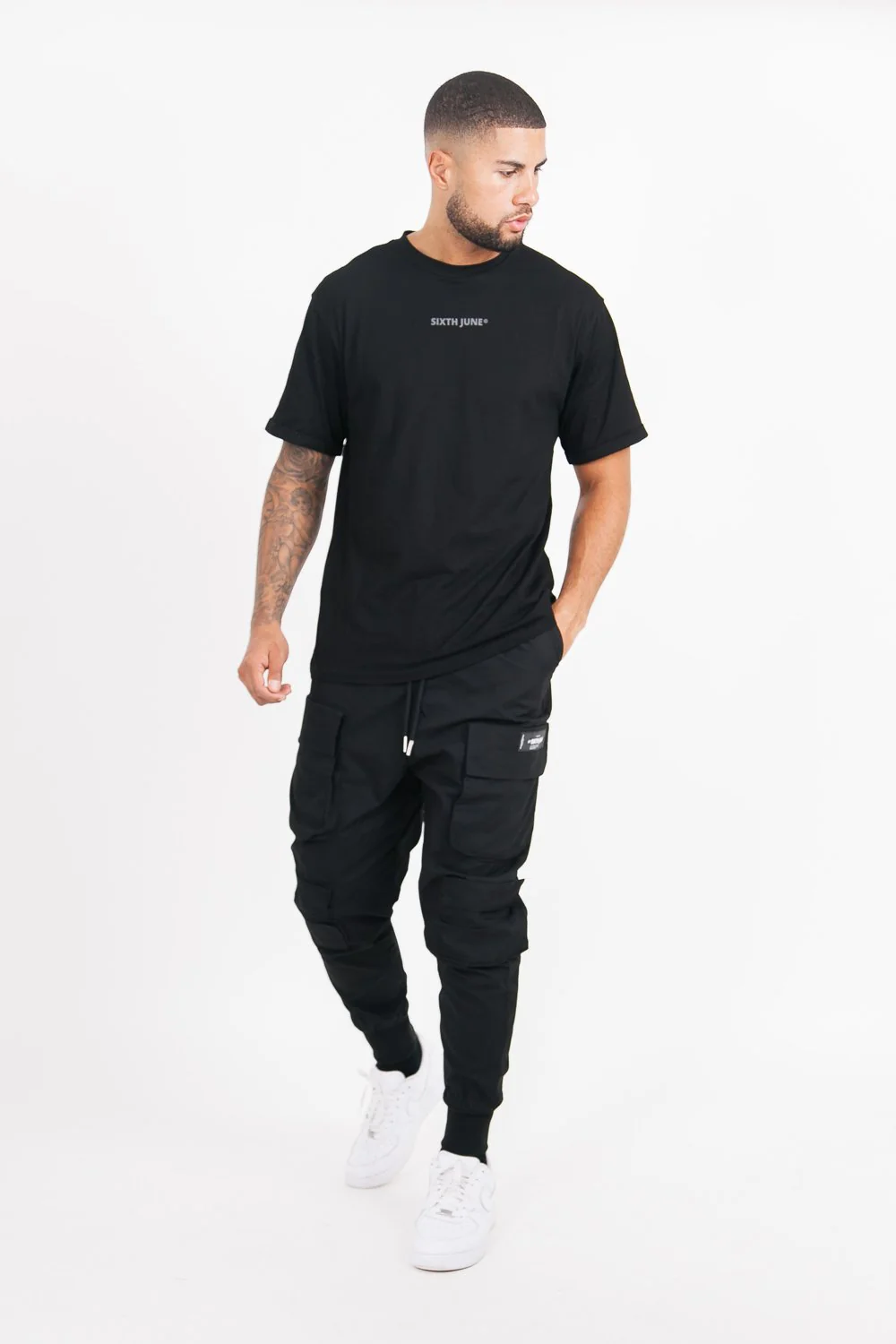 Pantalon cargo tactique poches Noir - Image 2