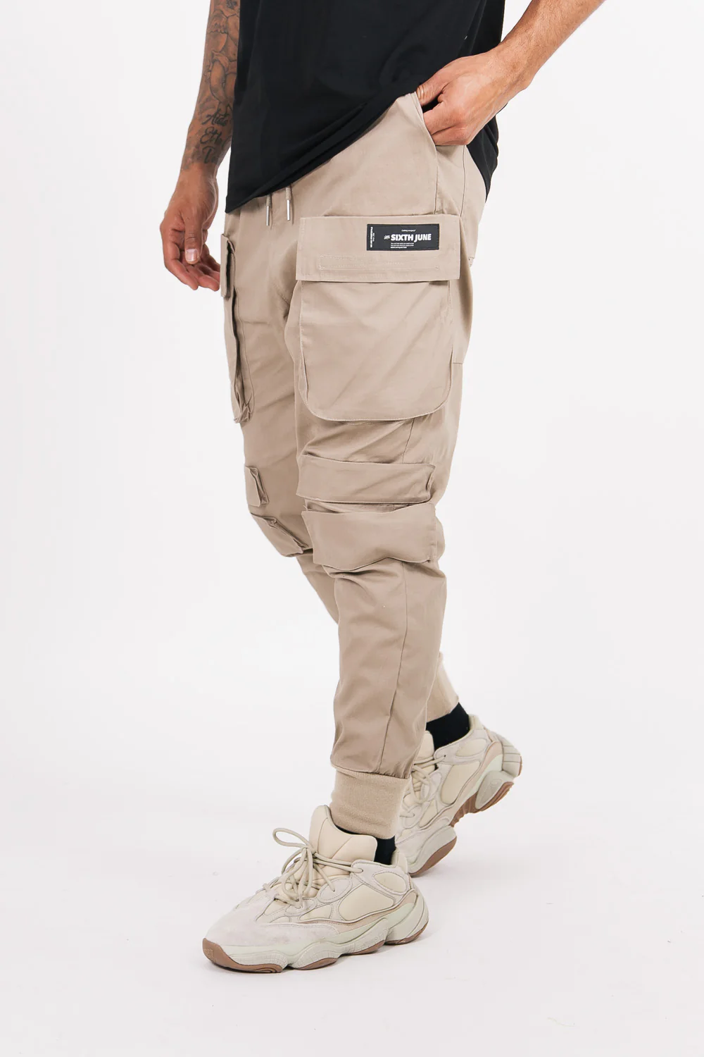 Pantalon cargo tactique poches beige foncé - Image 4