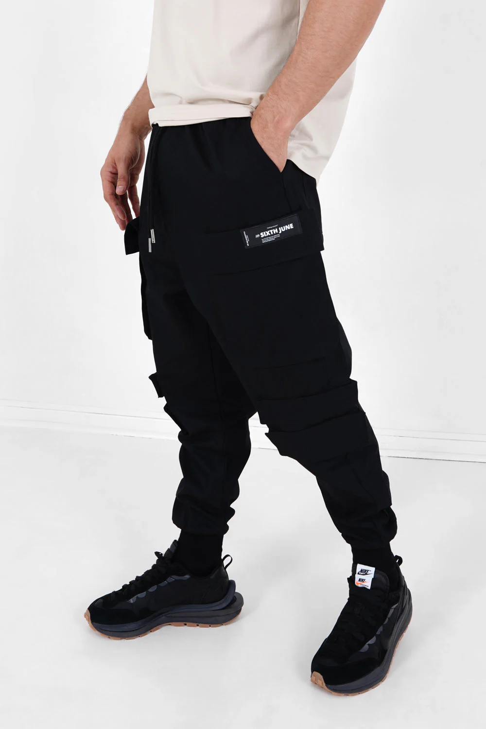 Pantalon cargo tactique poches Noir - Image 4