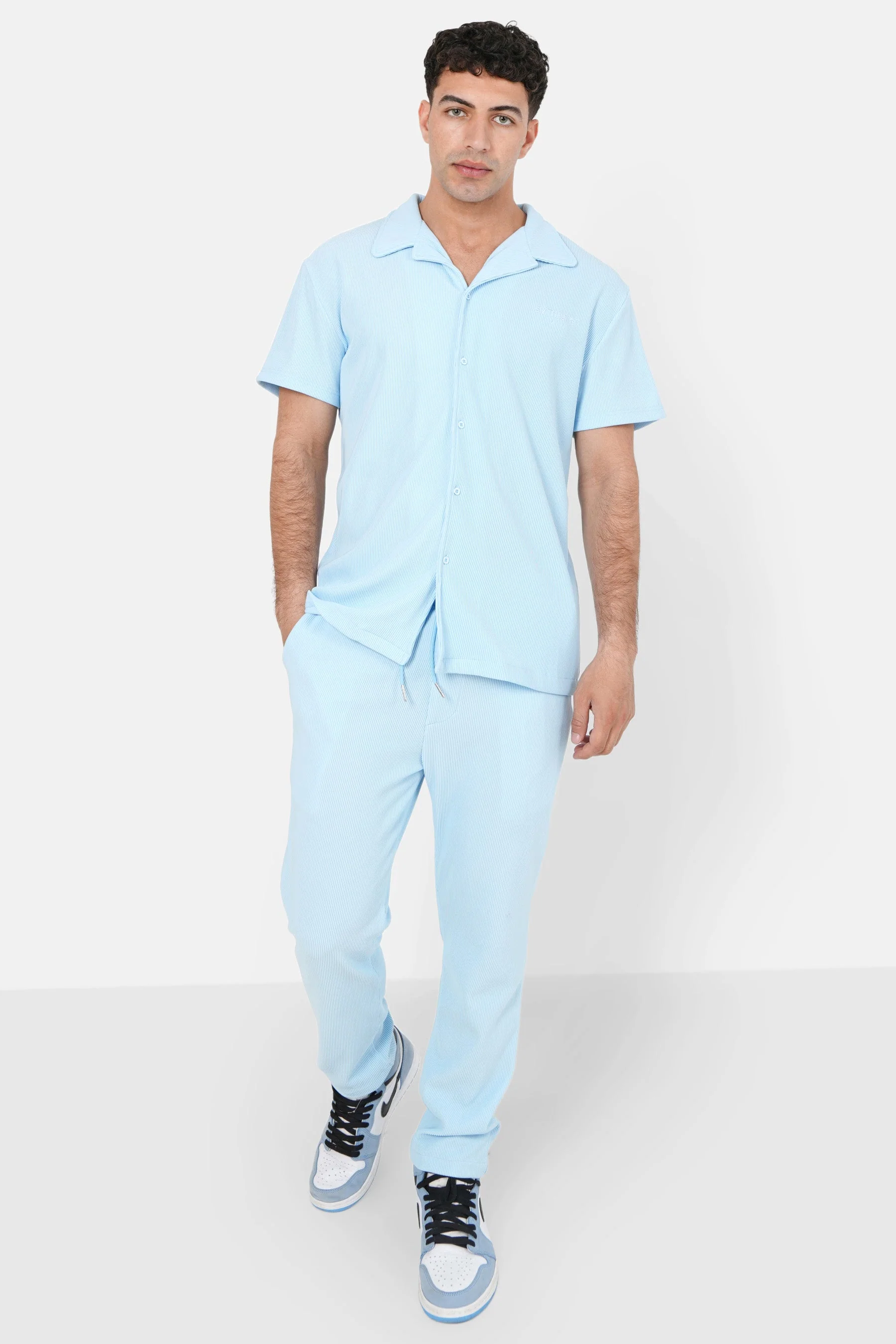 Pantalon fluide plissé Bleu clair - Image 2