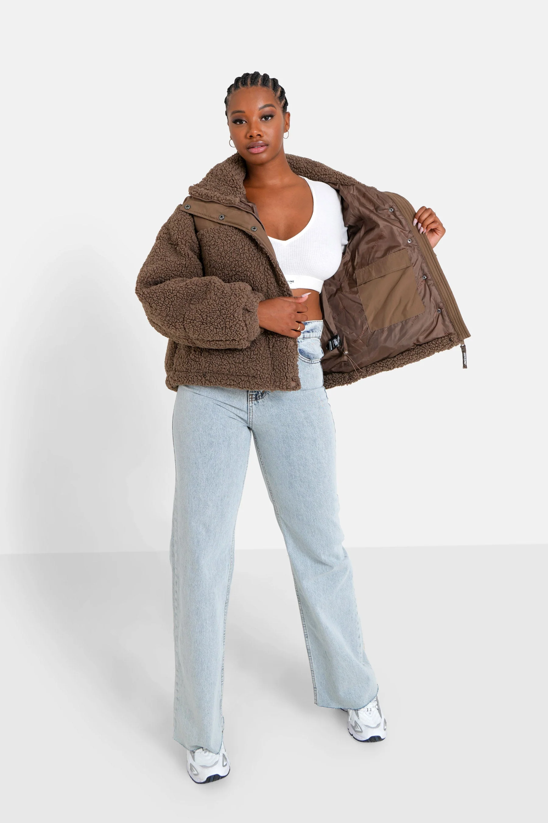 Doudoune oversize sherpa Marron - Image 2