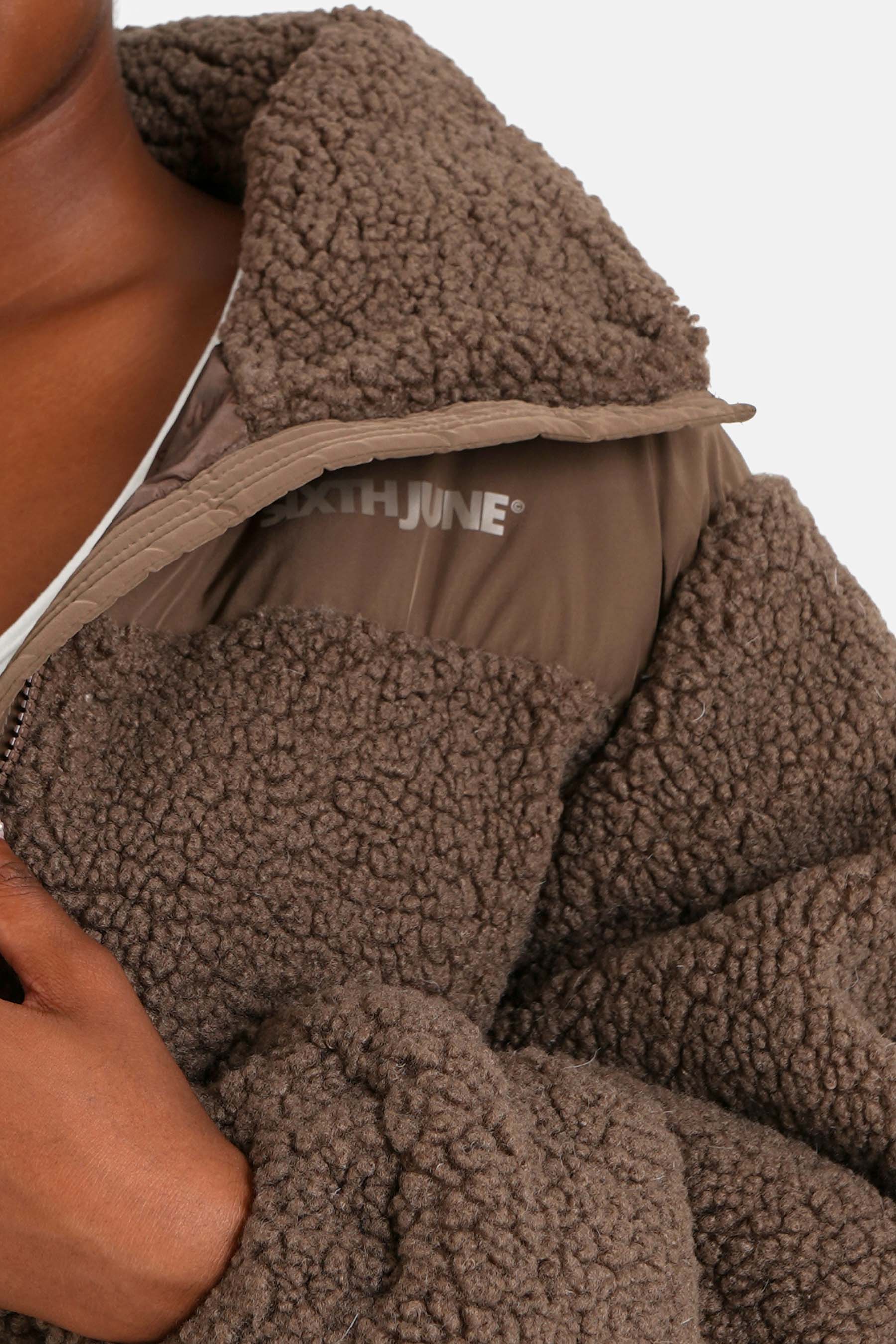 Doudoune oversize sherpa Marron - Image 3