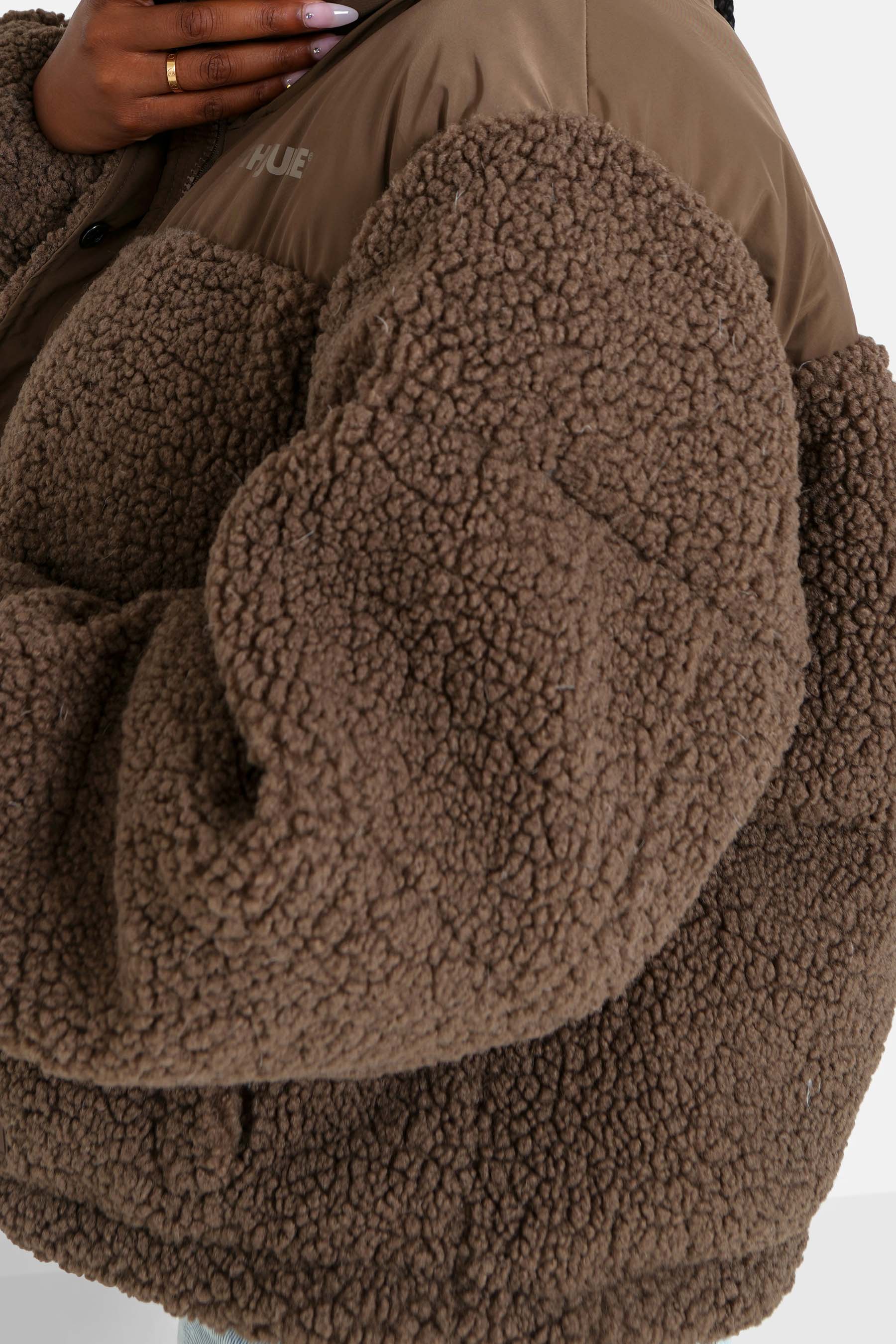 Doudoune oversize sherpa Marron - Image 4