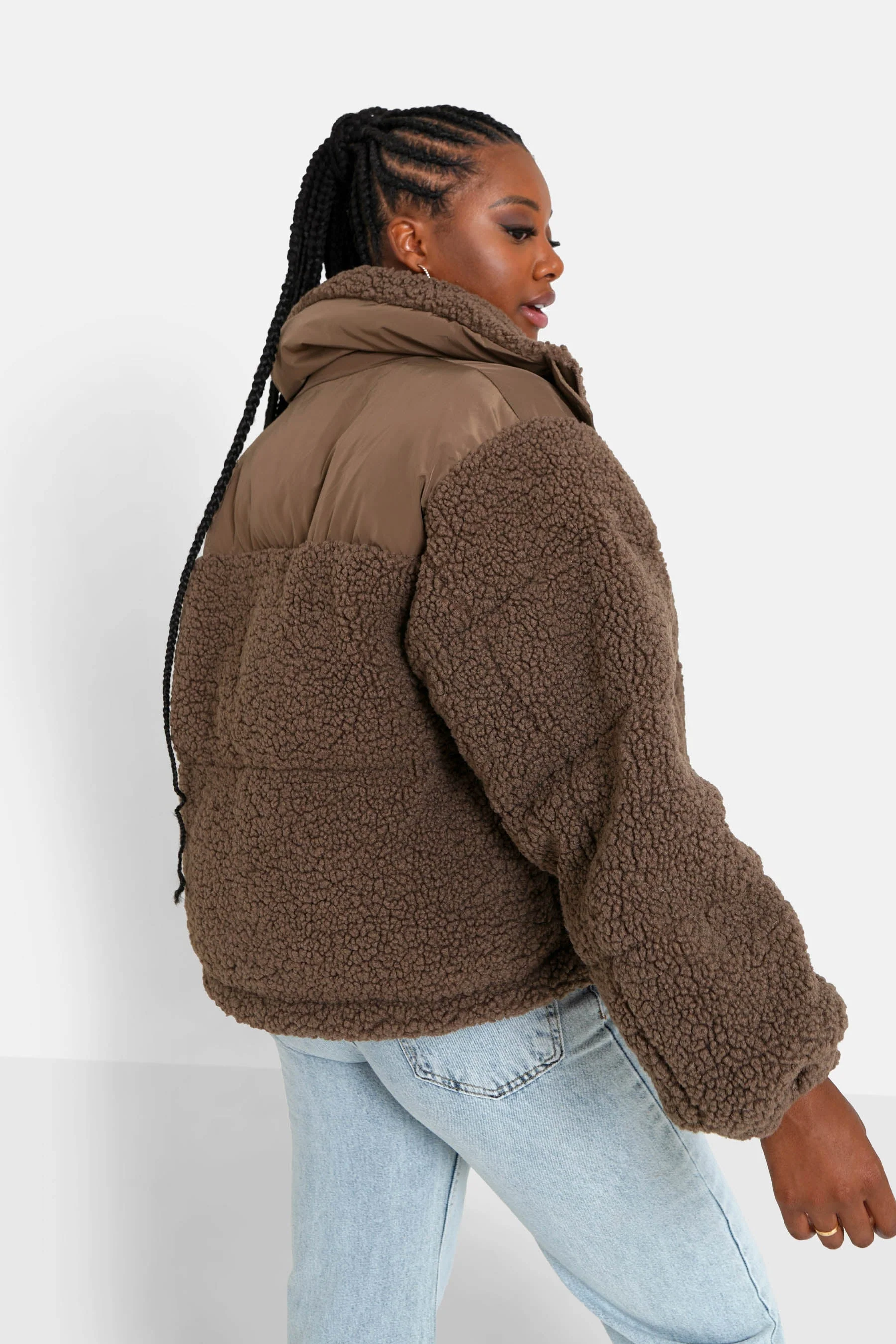 Doudoune oversize sherpa Marron - Image 5