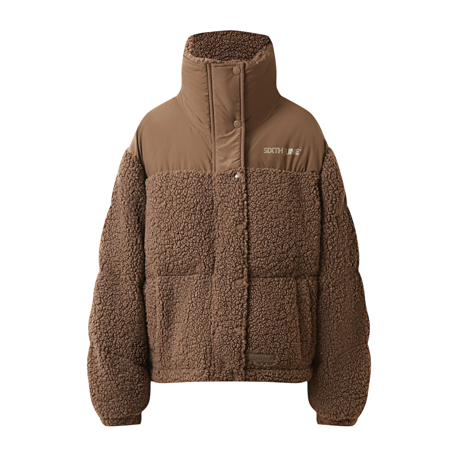 Doudoune oversize sherpa Marron - Image 6
