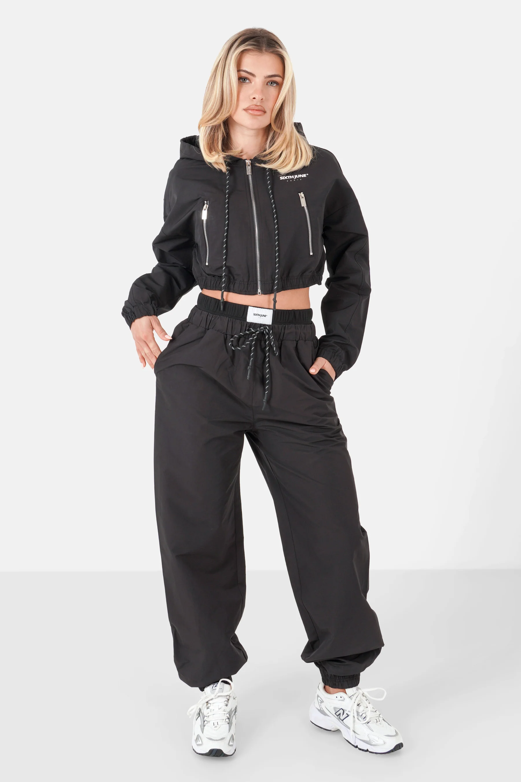 Veste nylon zip capuche Noir - Image 2