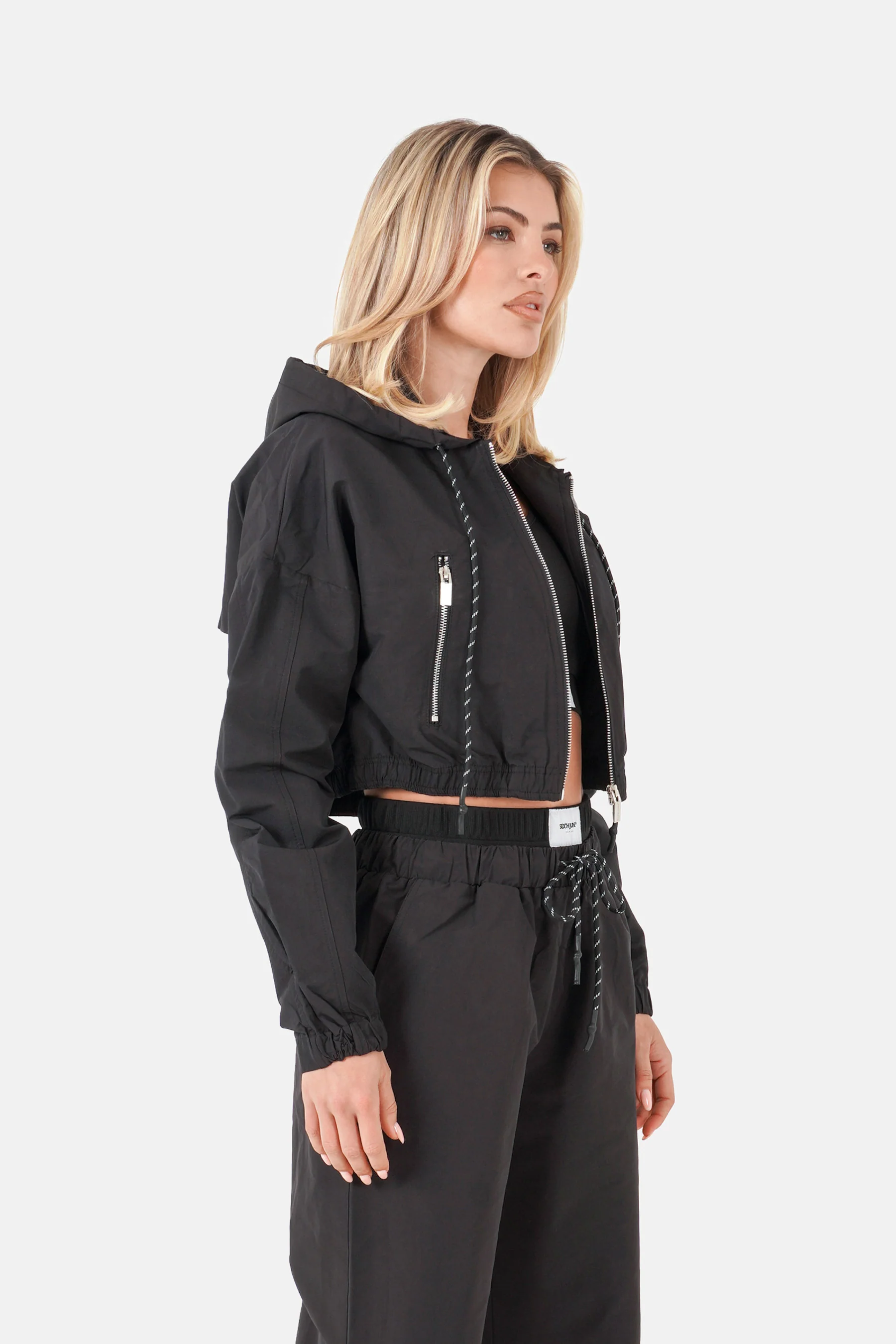 Veste nylon zip capuche Noir - Image 3