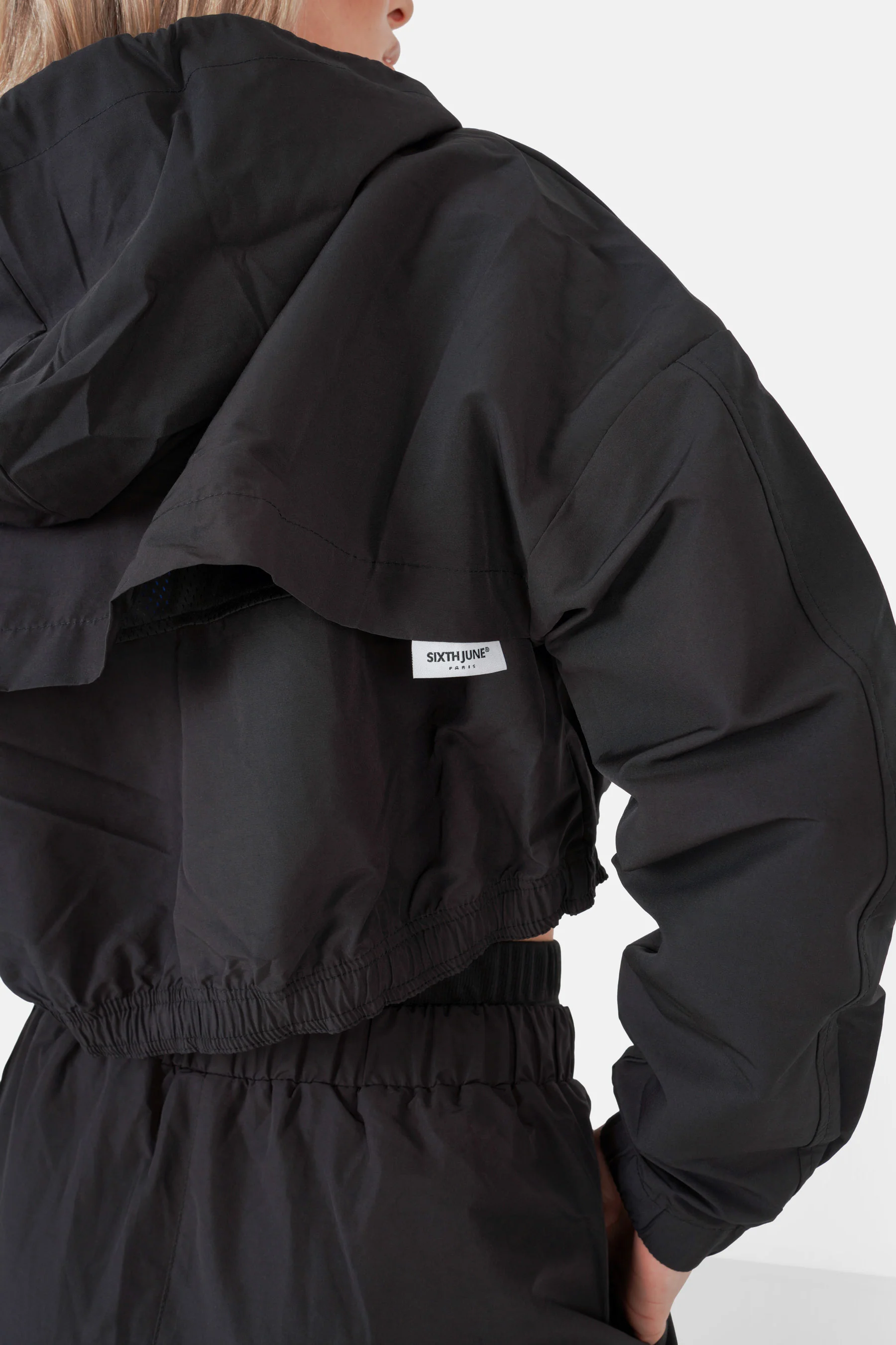 Veste nylon zip capuche Noir - Image 4