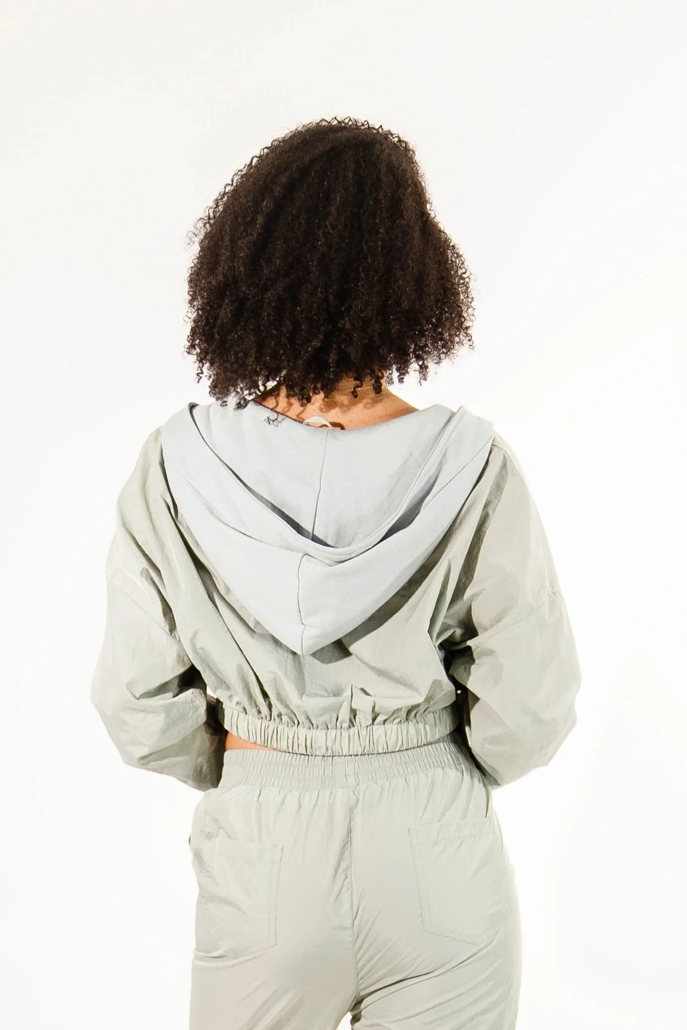 Veste jogging nylon capuche Vert clair - Image 5