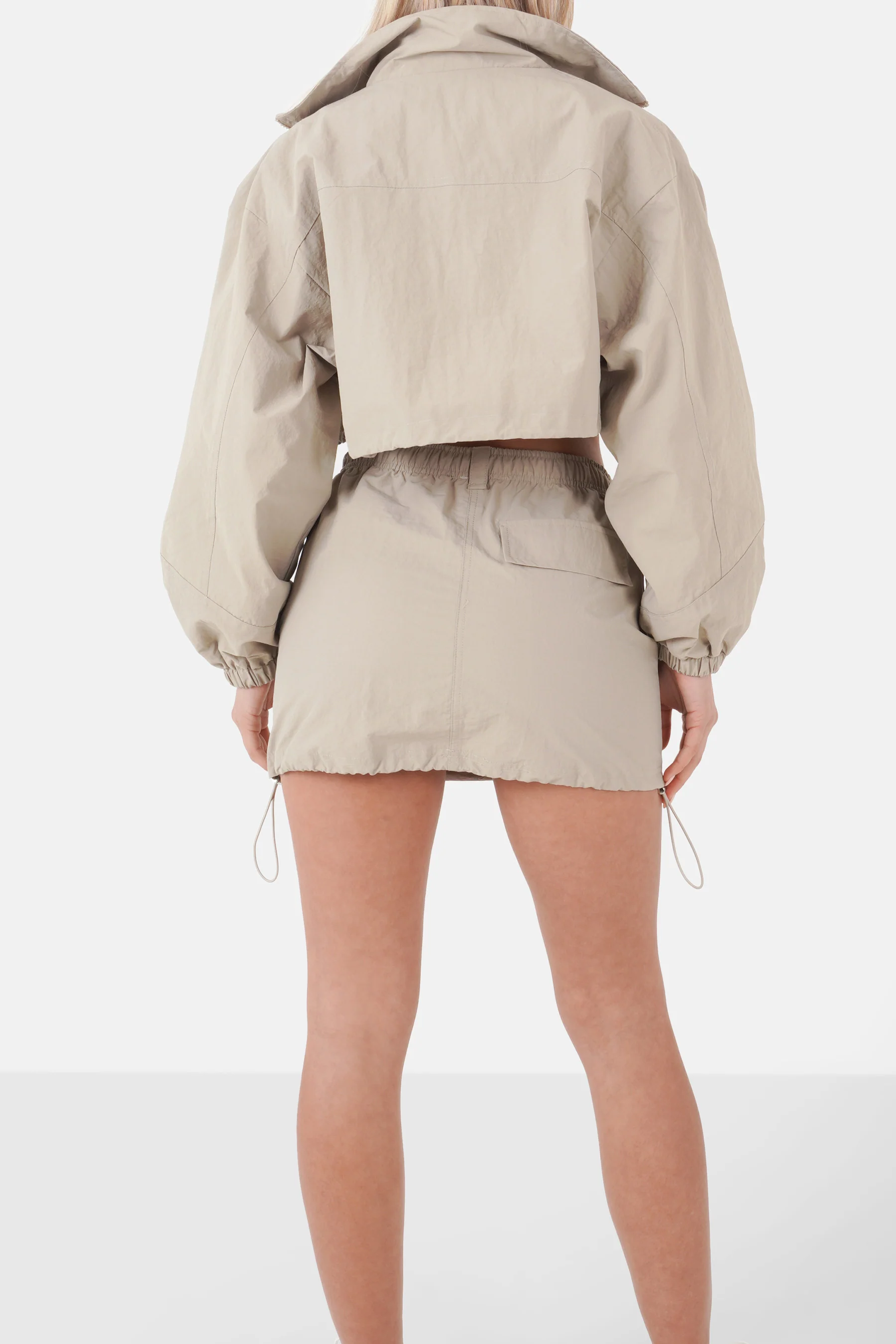 Jupe mini nylon cargo Beige - Image 5