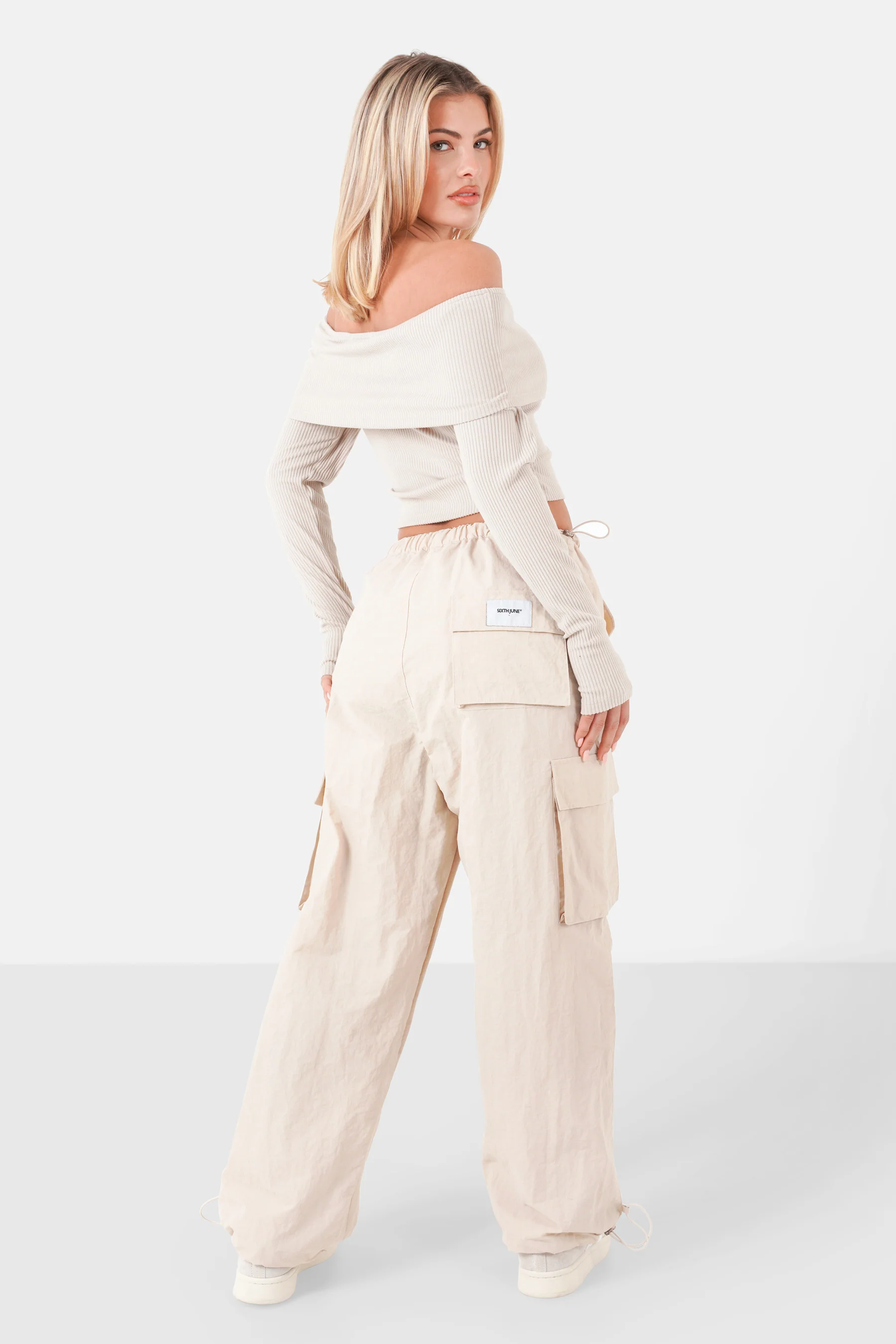 Pantalon parachute nylon Beige - Image 2