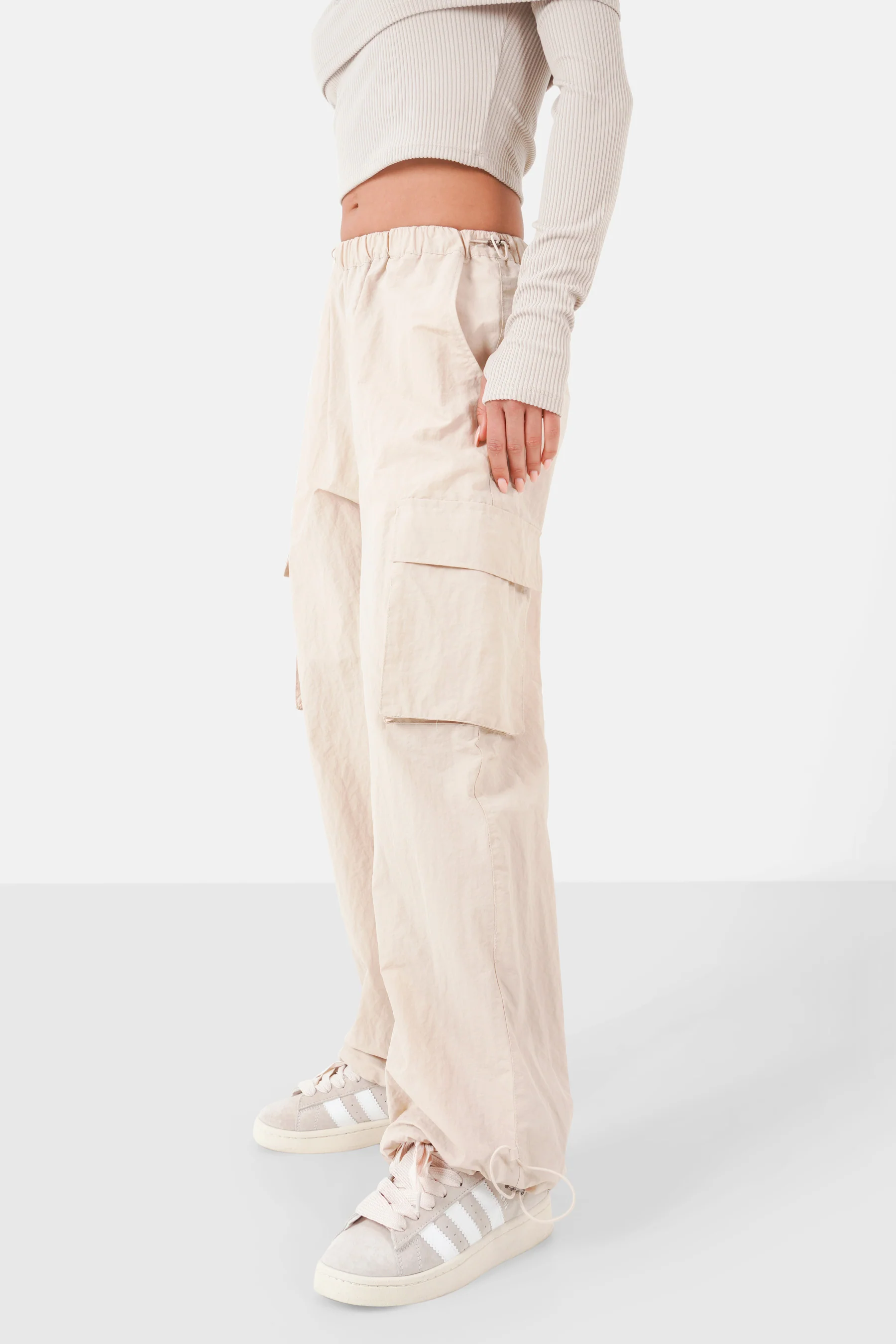 Pantalon parachute nylon Beige - Image 3