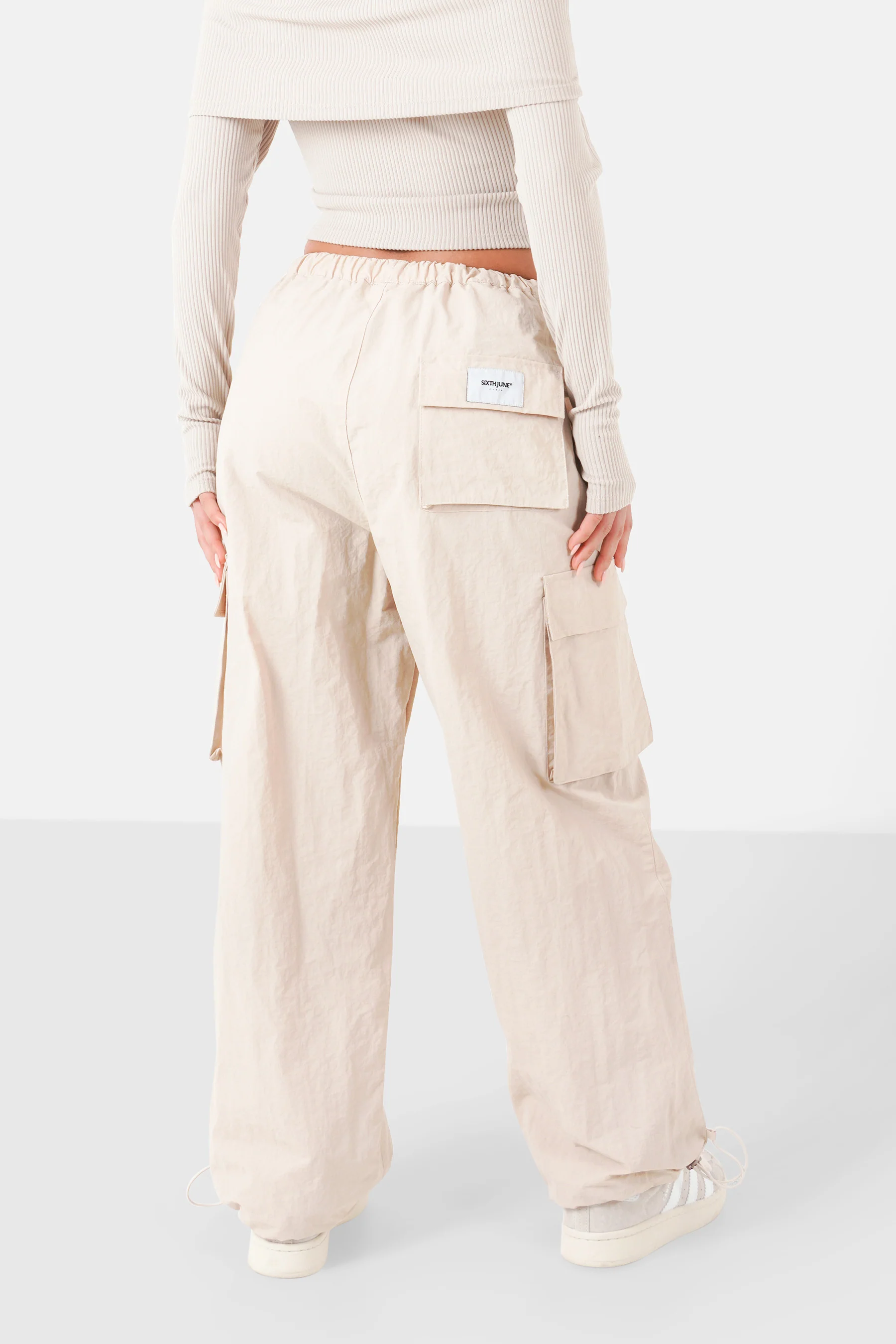 Pantalon parachute nylon Beige - Image 5