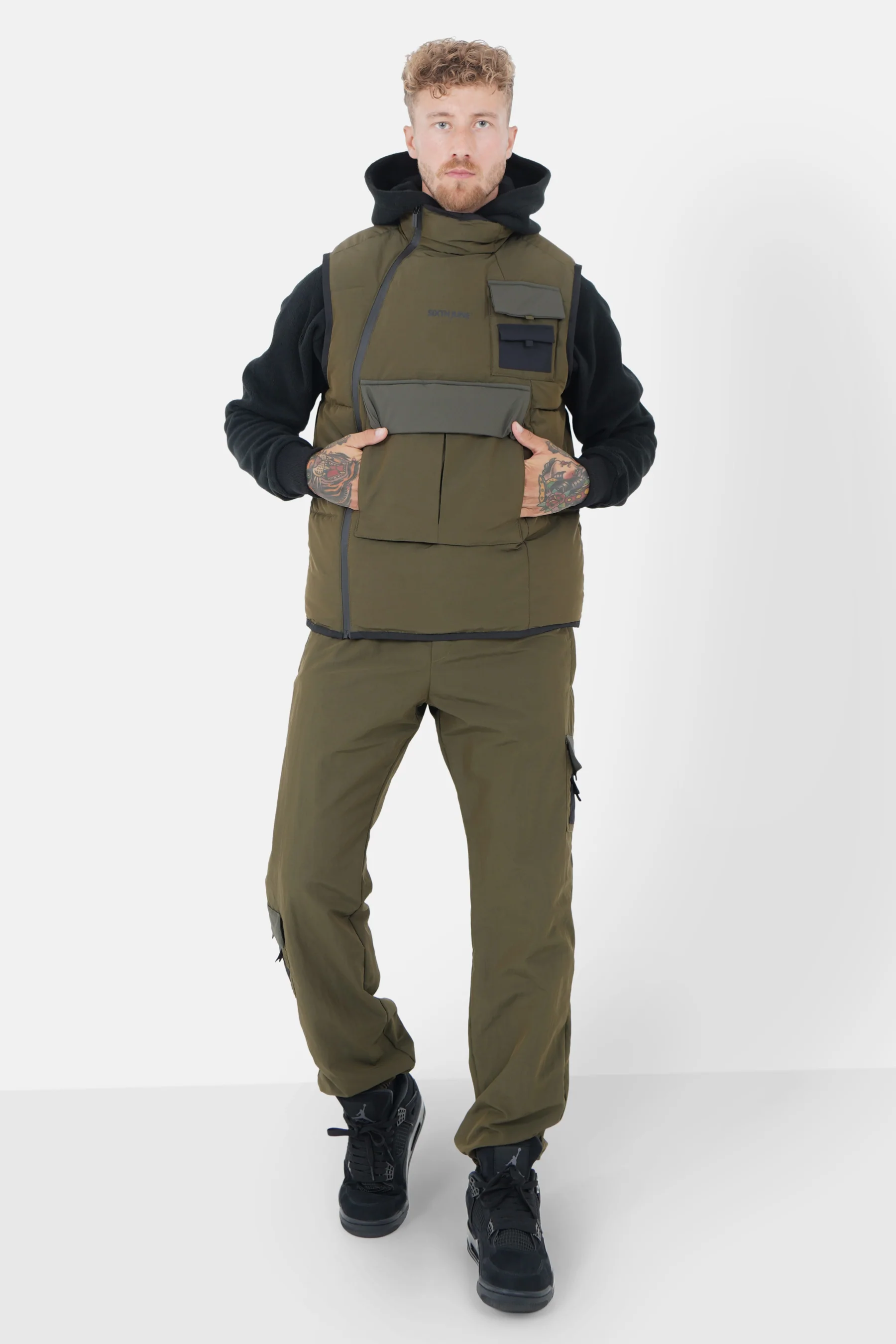 Pantalon cargo nylon Vert kaki - Image 2
