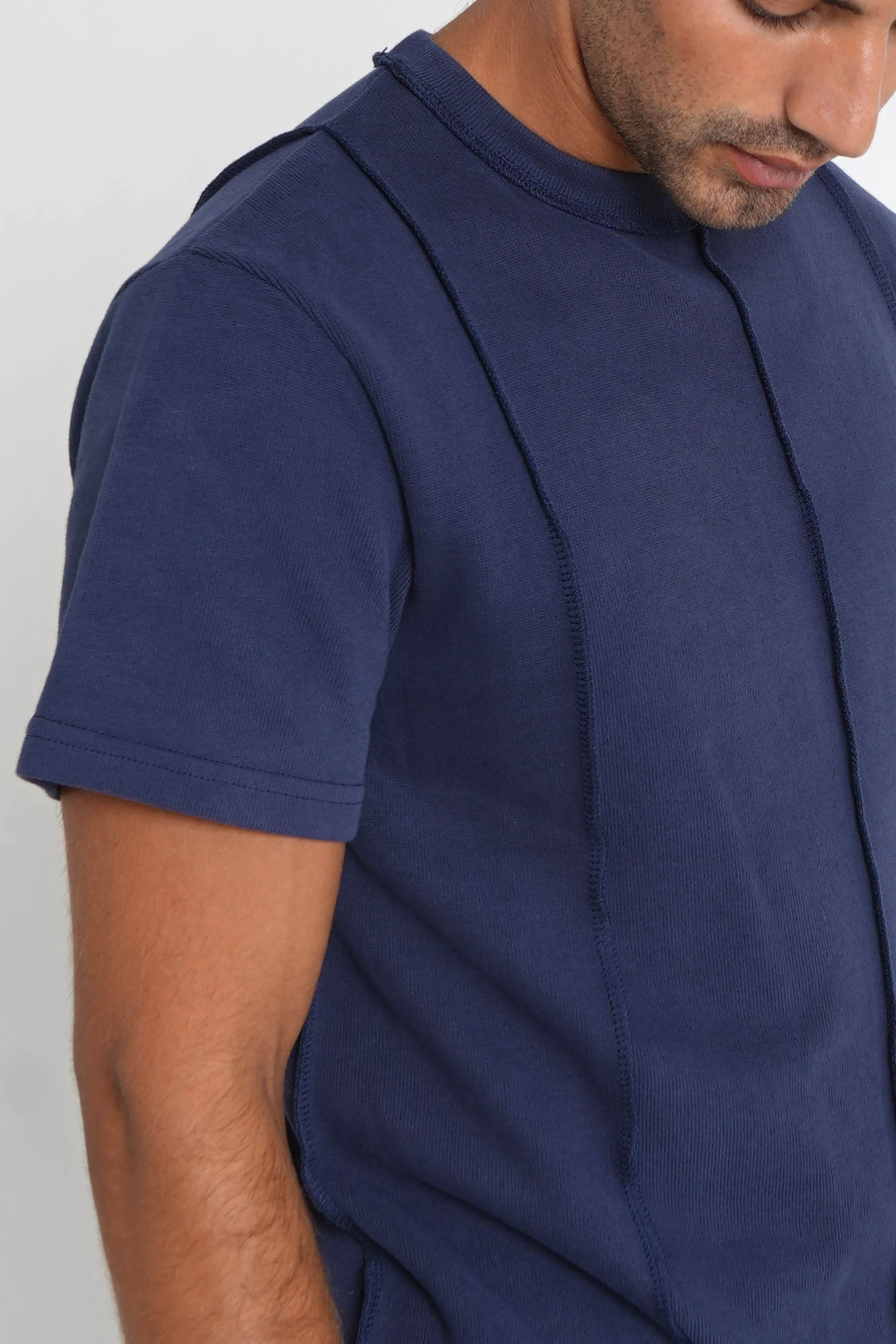 T-shirt coutures extérieure épais Bleu - Image 3