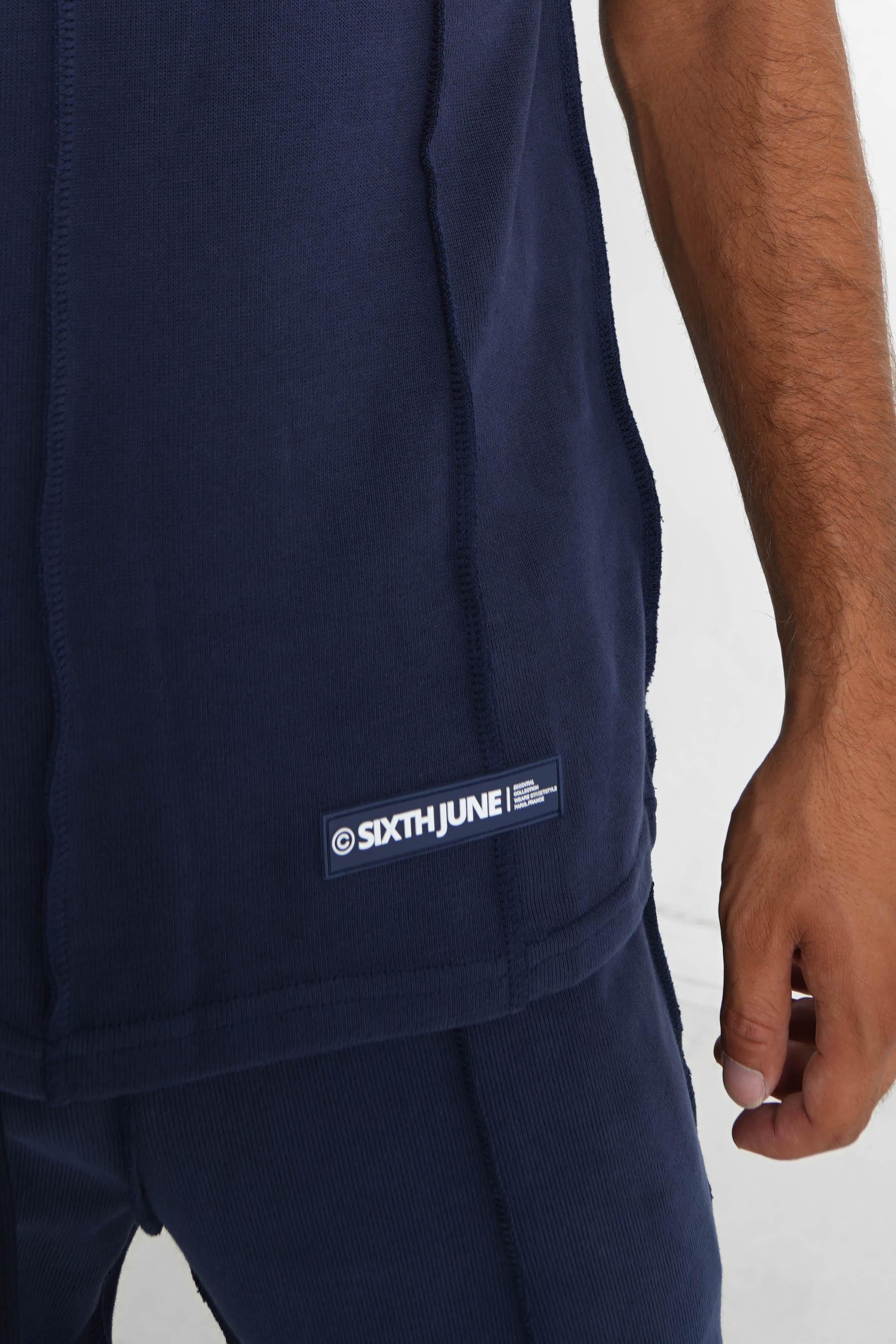 T-shirt coutures extérieure épais Bleu - Image 4