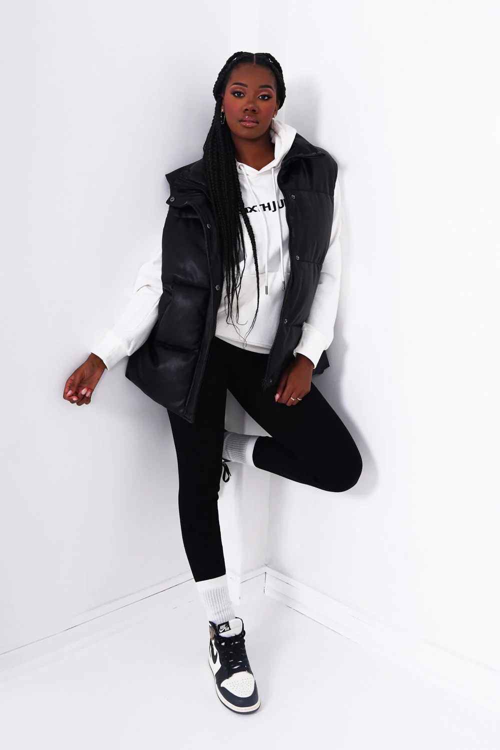 Doudoune simili cuir sans manches Noir - Image 2