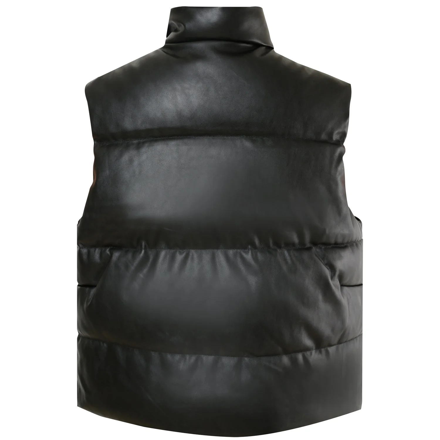Doudoune simili cuir sans manches Noir - Image 7