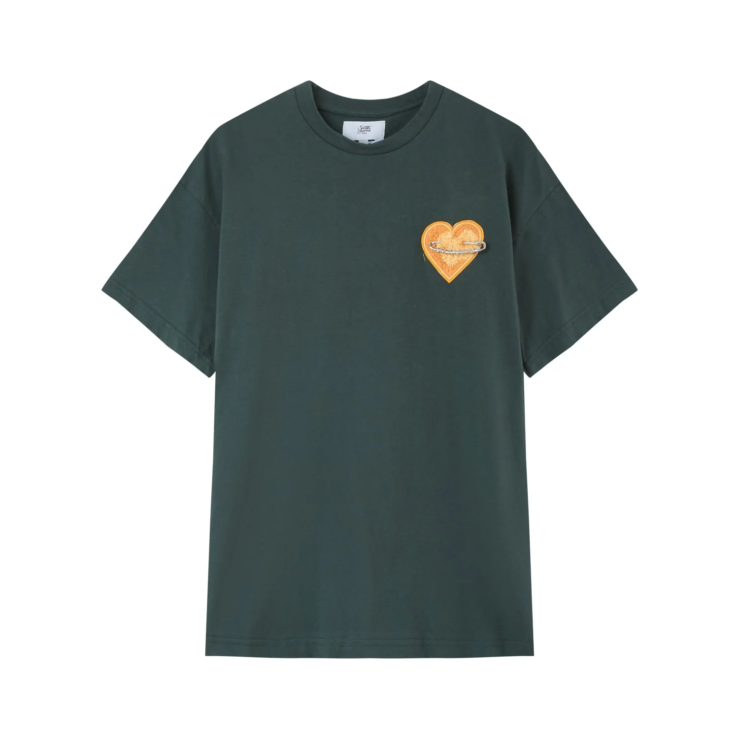 T-shirt coeur brodé Vert foncé - Image 6