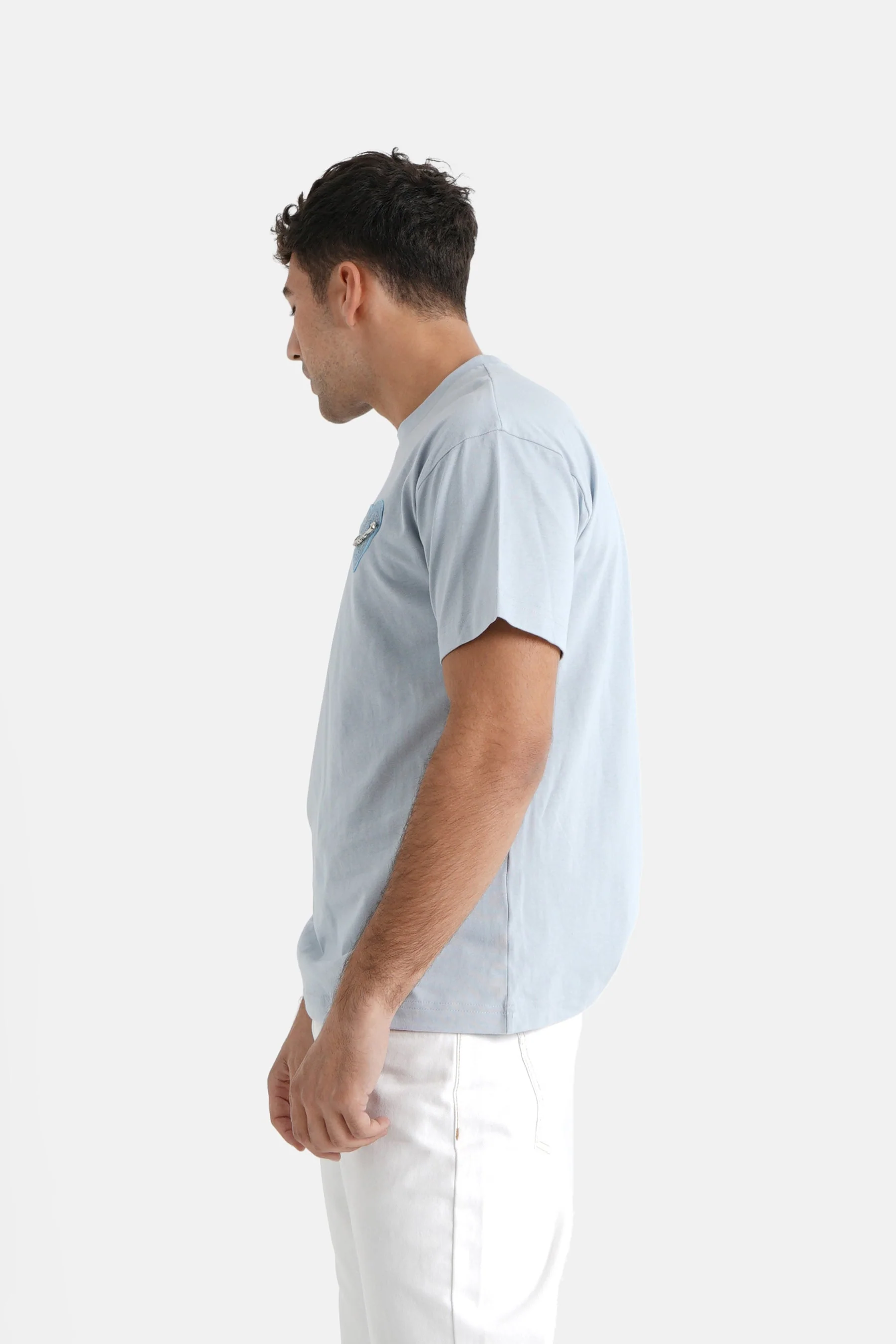 T-shirt coeur brodé Bleu clair - Image 4