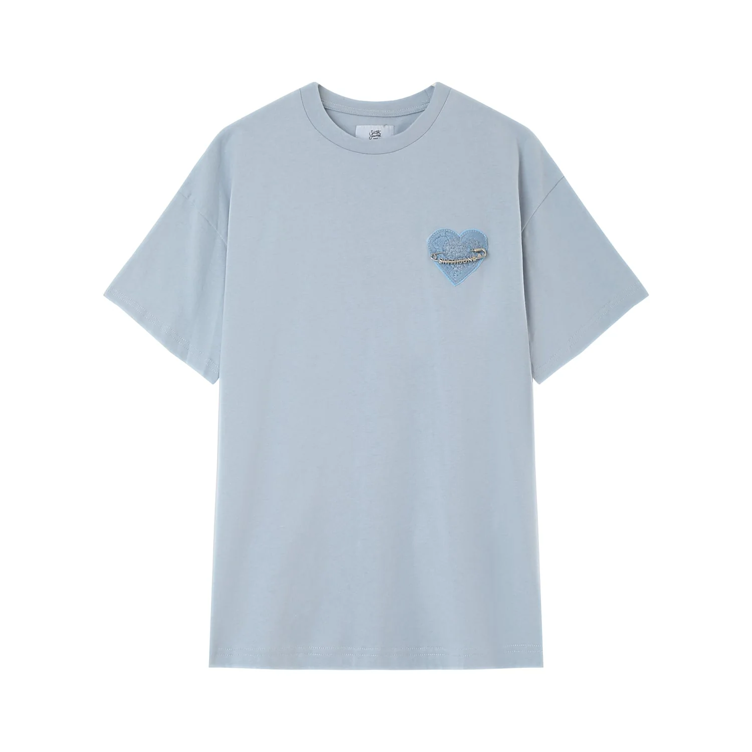 T-shirt coeur brodé Bleu clair - Image 6