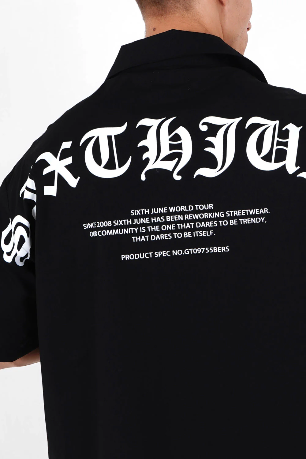 Chemise oversize logo gothique Noir - Image 3