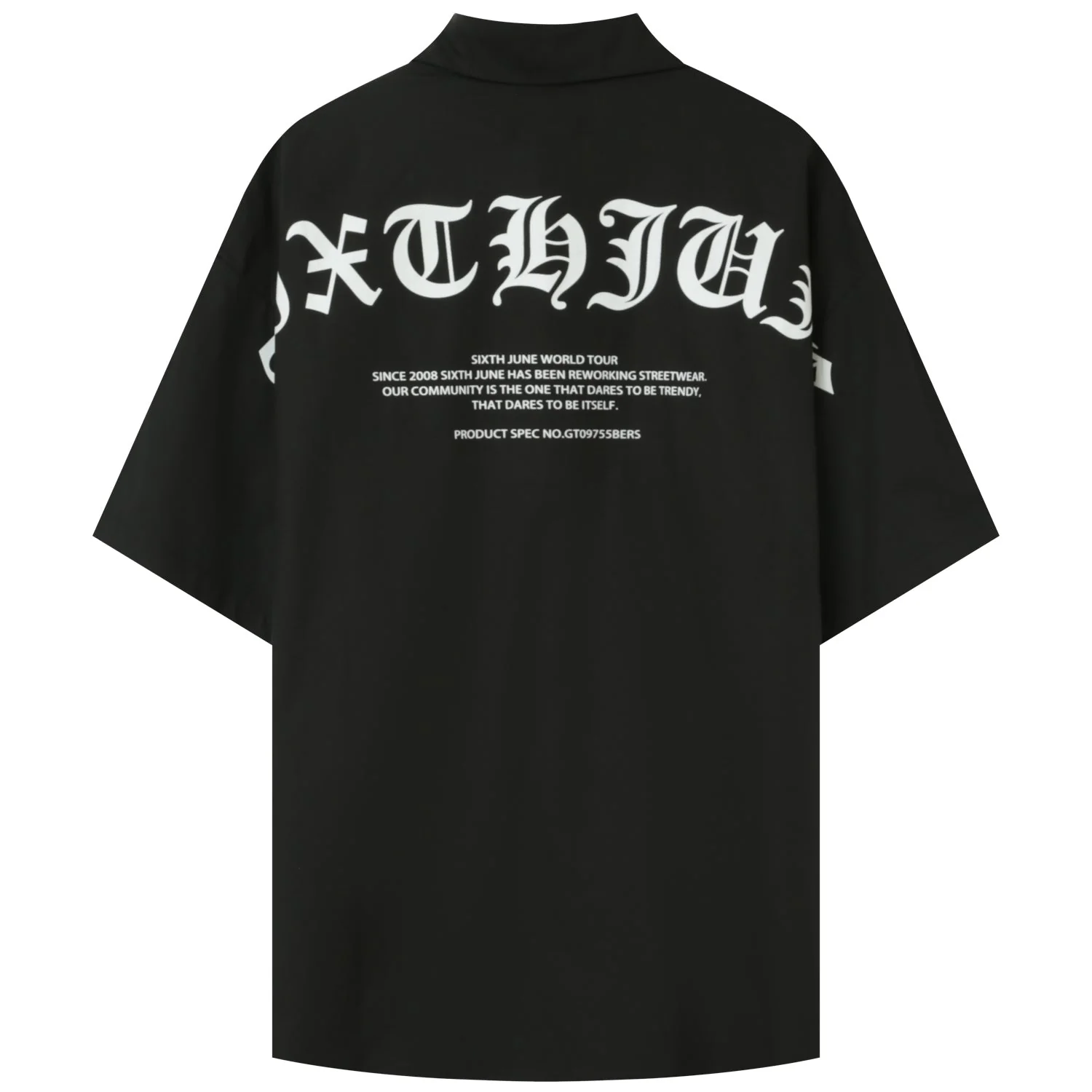 Chemise oversize logo gothique Noir - Image 7