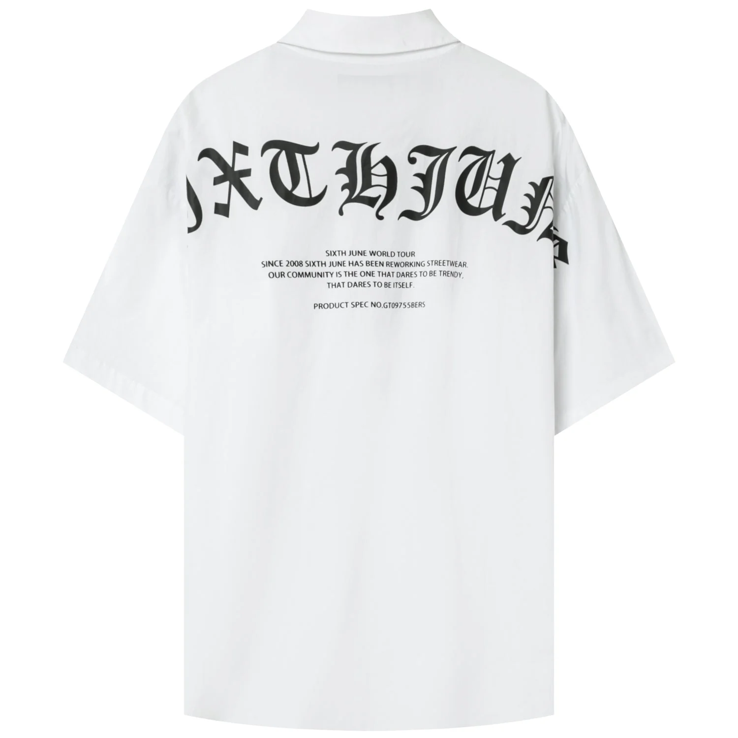 Chemise oversize logo gothique Blanc - Image 6