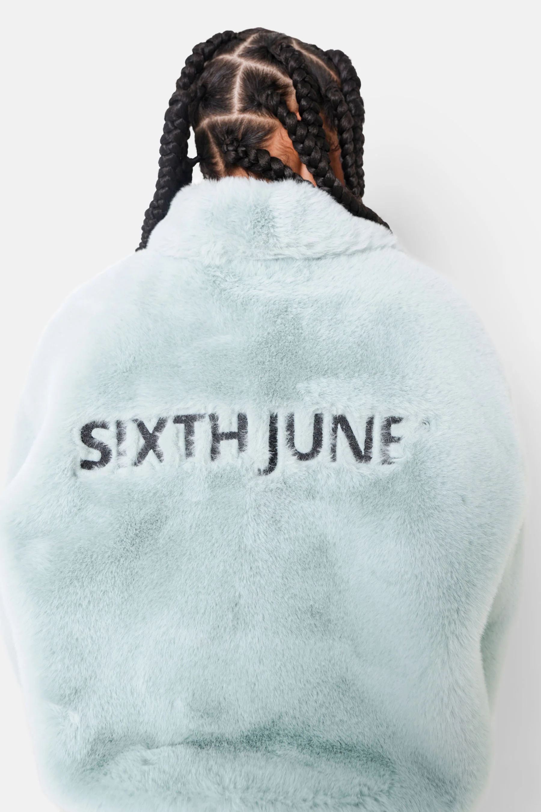 Veste oversize fourrure vert pastel - Image 3